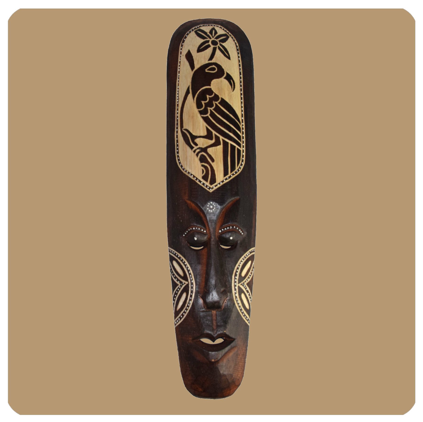 SIMANDRA Wanddekoobjekt Afrikanische Maske 50 cm, geschnitzt oder bemalt mit Aufhängung