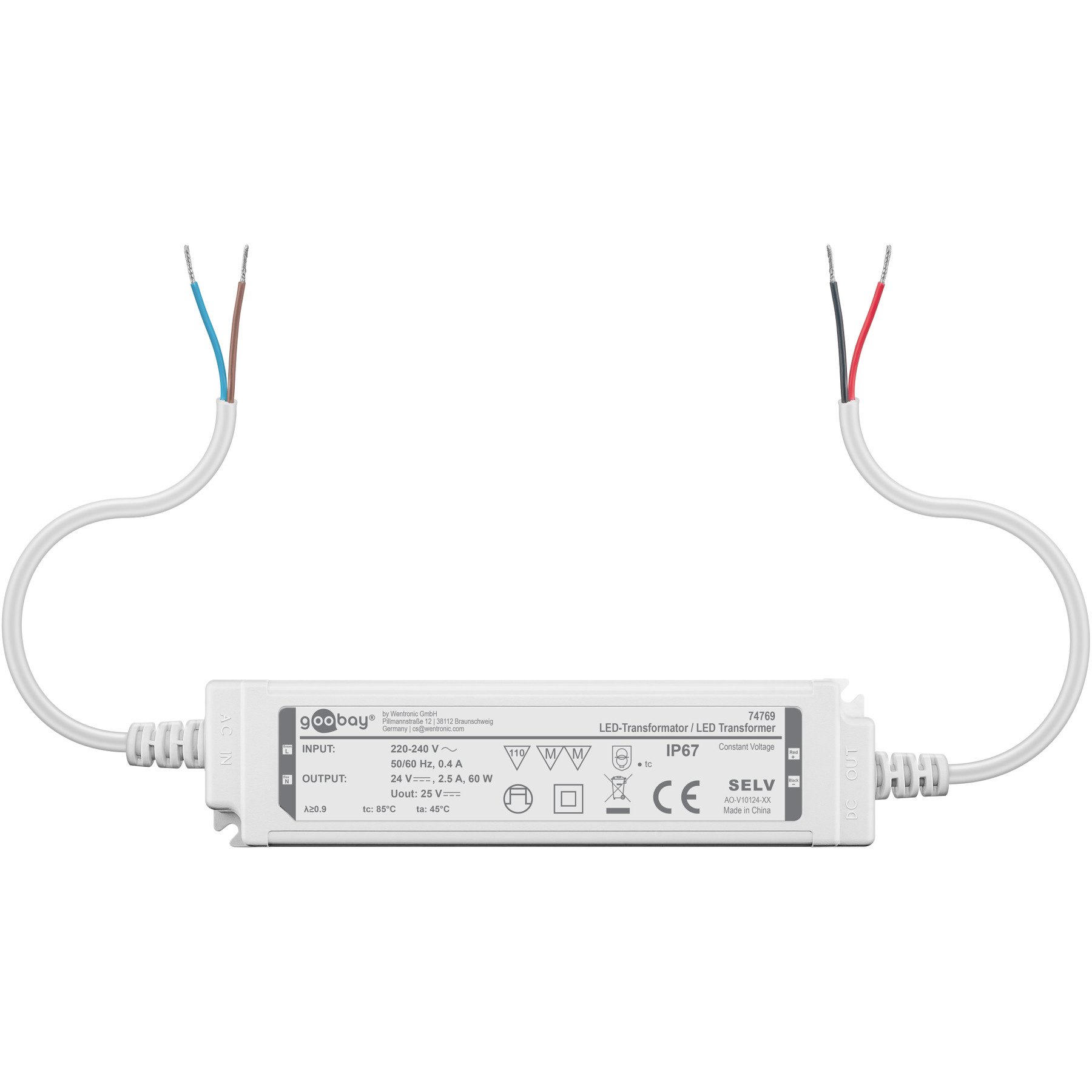 Goobay GOOBAY Wetterfester LED-Trafo 24V DC, 60W, 4.16 A, IP67 LED Trafo
