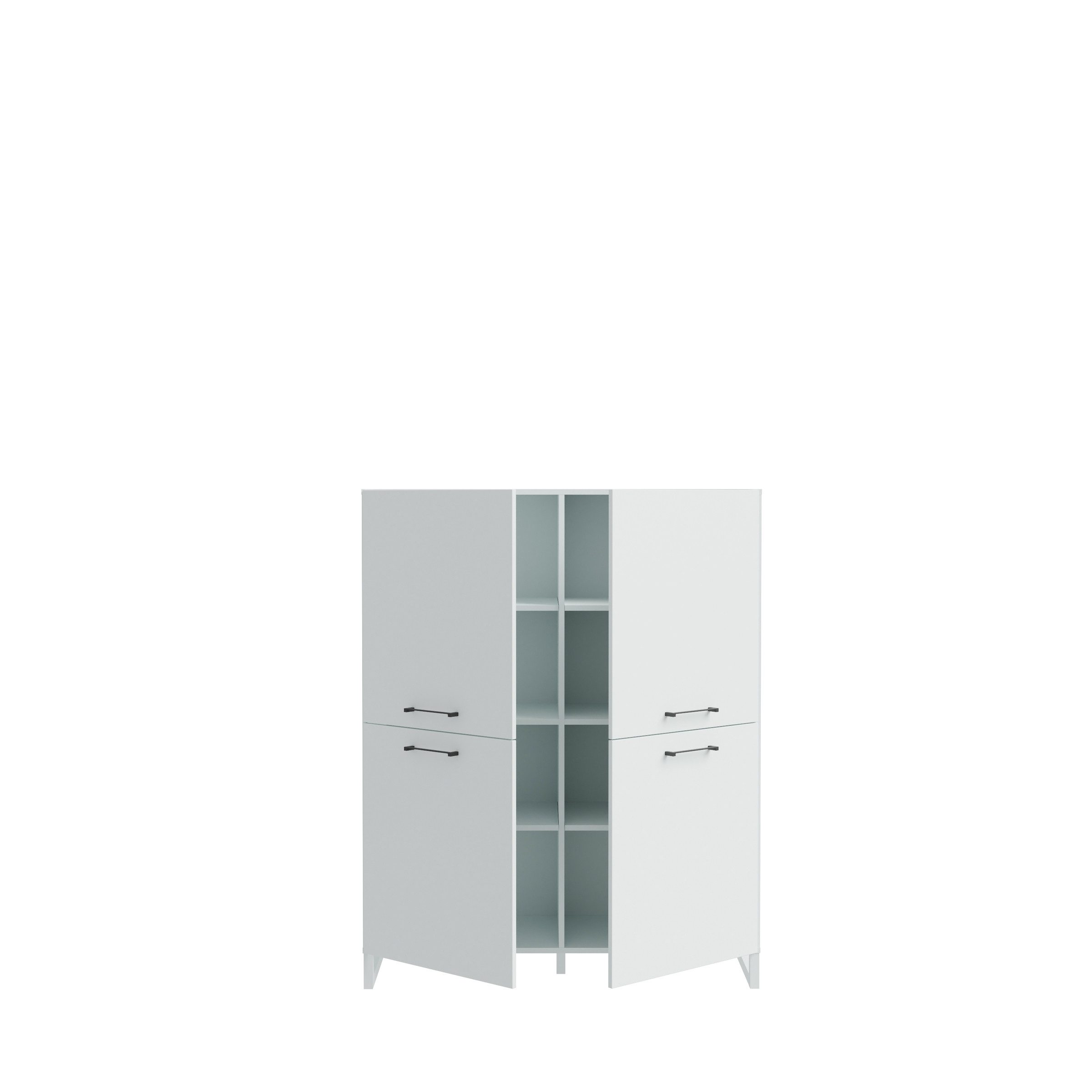 PREISBRECHER Highboard SILBA, 4 Türen, Secret grey - 109,9x138,2x41,1cm (BxHxT)