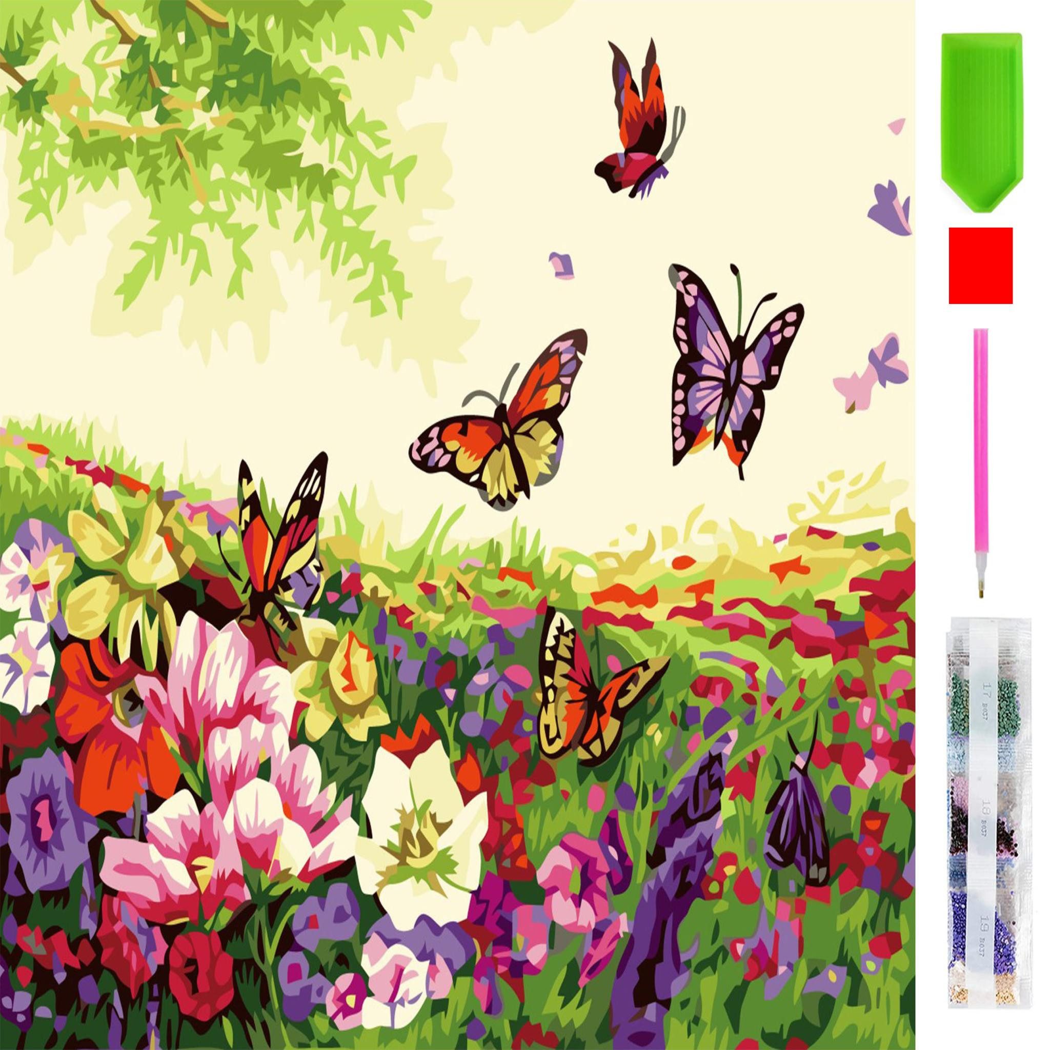 Malen nach Zahlen 5d Diamond Painting Blumenwiese Malen nach Zahlen 20x30cm