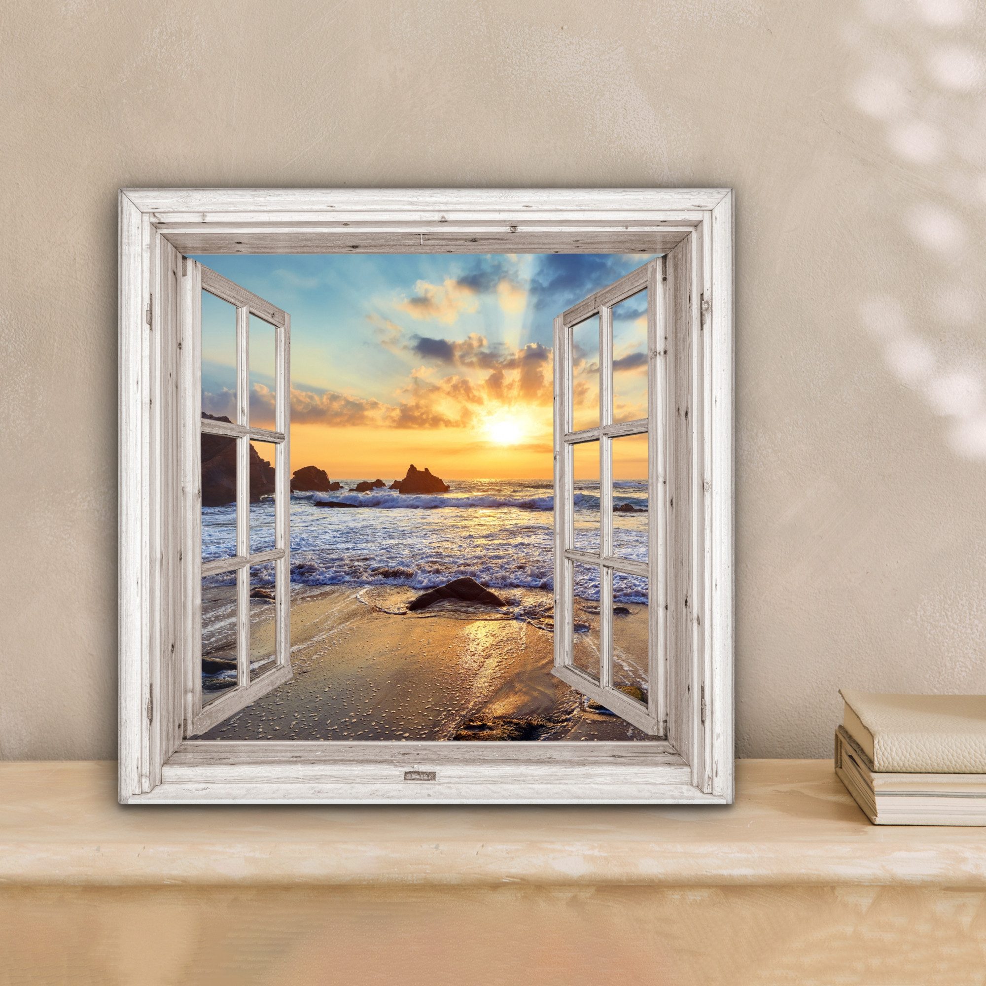 OneMillionCanvasses® Leinwandbild Strand - Aussicht - Sonnenuntergang - Lan günstig online kaufen