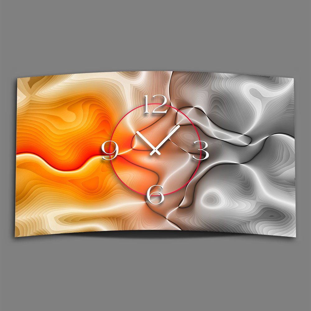 dixtime Wanduhr Abstrakt grau apricot Designer Wanduhr modernes Wanduhren Design leise (Einzigartige 3D-Optik aus 4mm Alu-Dibond) | Wanduhren