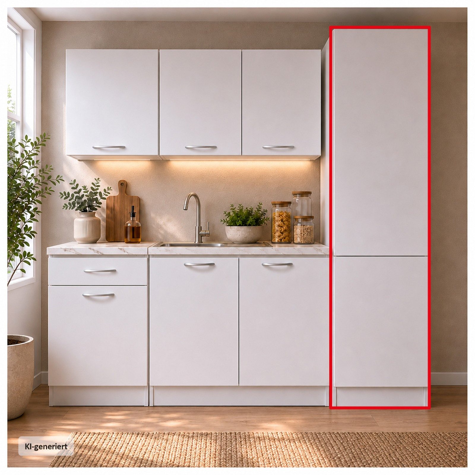 HTI-Living Hochschrank Küchenhochschrank Jenna Weiß 50 cm (1 Stück, 1-St., 1 Küchenhochschrank) Modular erweiterbar, modernes Design, 8 Schrankfächer