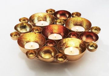 Kobolo Kerzenhalter Kerzenteller Bubble für Teelichter gold bronze D27cm (Metall)