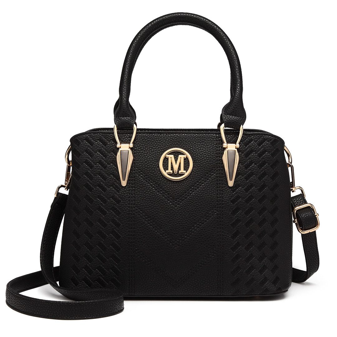 Handtasche Mittelgroße Damen Henkeltasche, Lychee Muster, Strickprozess, Elegant