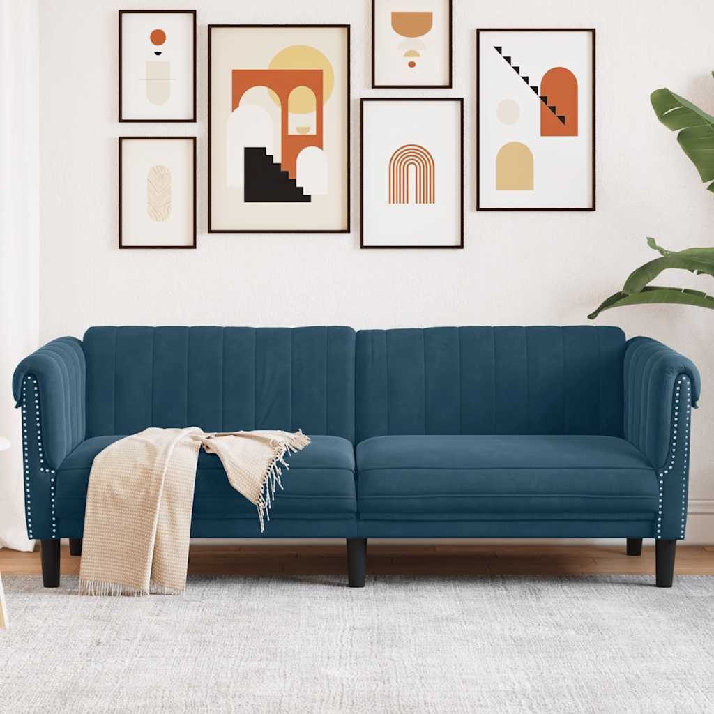 vidaXL Sofa Sofa 3-Sitzer Blau Samt, 1 Teile