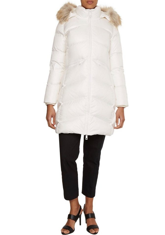 Calvin Klein Steppmantel ESSENTIAL REAL DOWN COAT mit CK-Schriftzug auf der  Kapuze