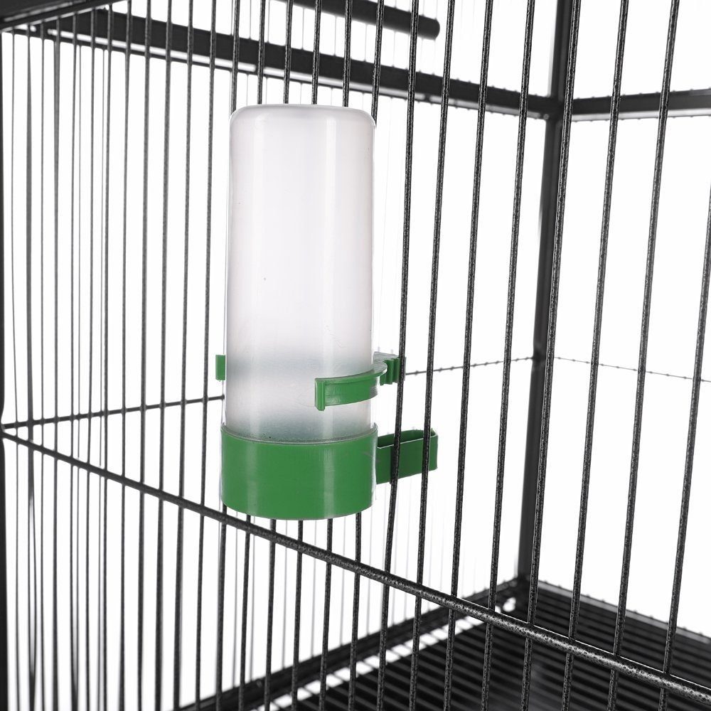 Melko Vogelkäfig Vogelvoliere Vogelhaus Metall Anthrazit XXL Tierkäfig Rollen Papagei, Bodenschutzgitter