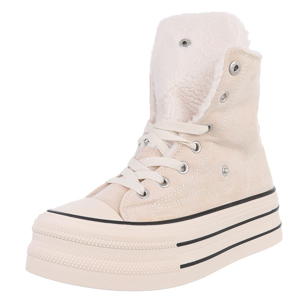 Ital-Design Trendy Freizeitschuh mit gefüttertem Knöchel und Komfort Sneakerboots (90458113) Flach Sneakers High in Beige