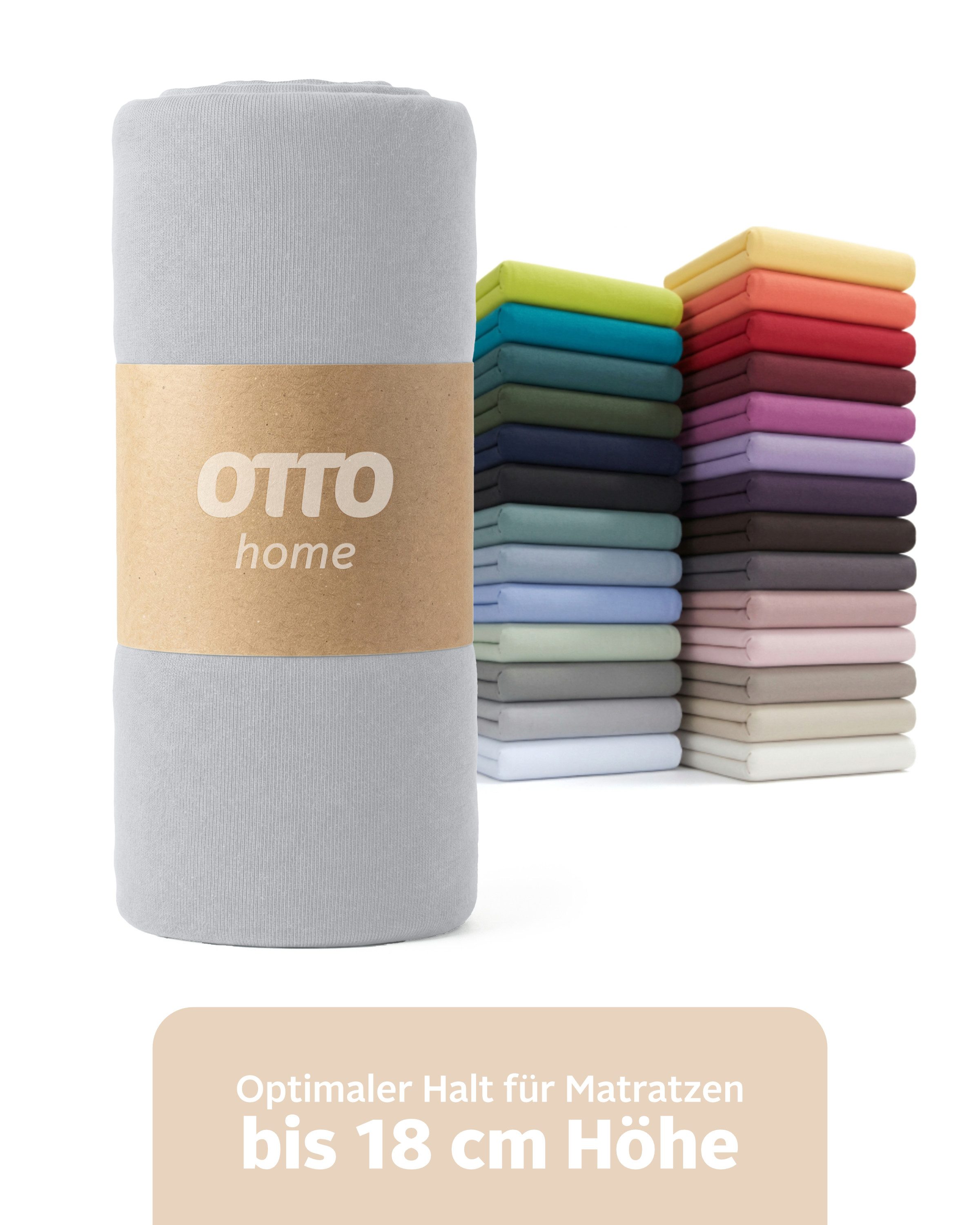OTTO home Spannbettlaken Physalis Basic und PREMIUM Qualität, 100% Baumwolle, Jersey und Biber, Jersey (110 g/m), Gummizug: rundum, (1 Stück), Bettlaken für Matratzen bis 18 cm Höhe, Spannbetttuch, Laken