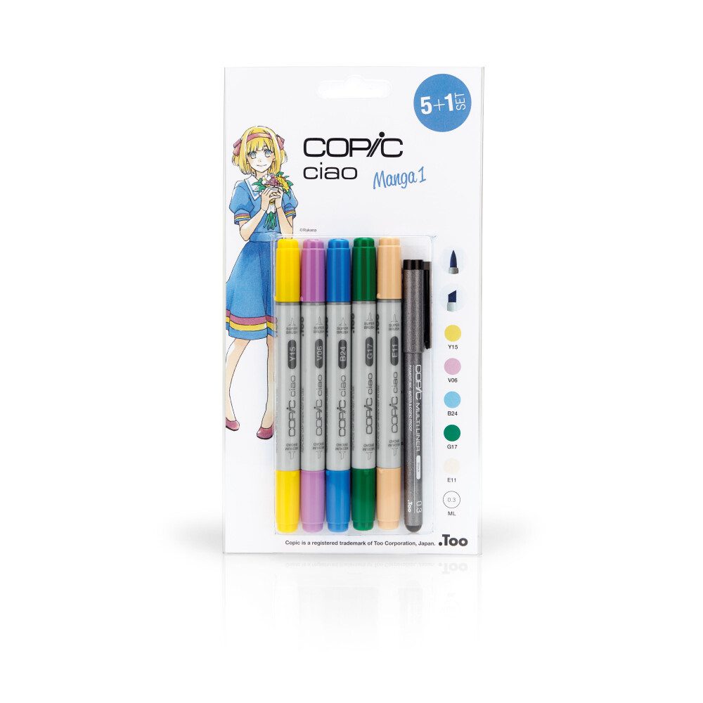 COPIC Marker Ciao 5+1 Set Manga 1 - Kleinformatiges Produkt in Deutsch, (6-tlg)