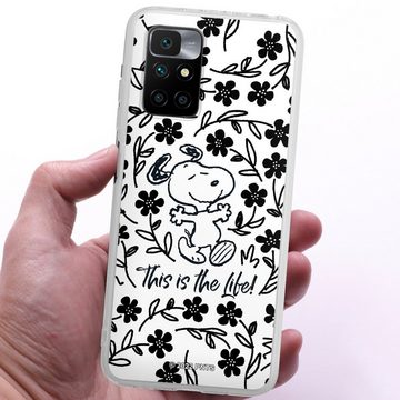 DeinDesign Handyhülle Peanuts Blumen Snoopy Snoopy Black and White This Is The Life, Xiaomi Redmi 10 Silikon Hülle Bumper Case Handy Schutzhülle