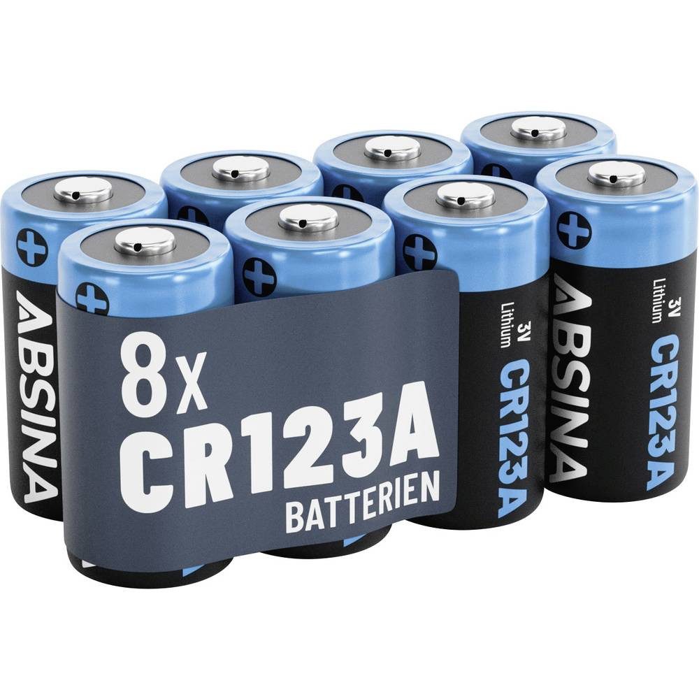 ABSINA Spezial-Batterie CR123A Lithium 1300 3 V 8 St. 401037-8 Fotobatterie