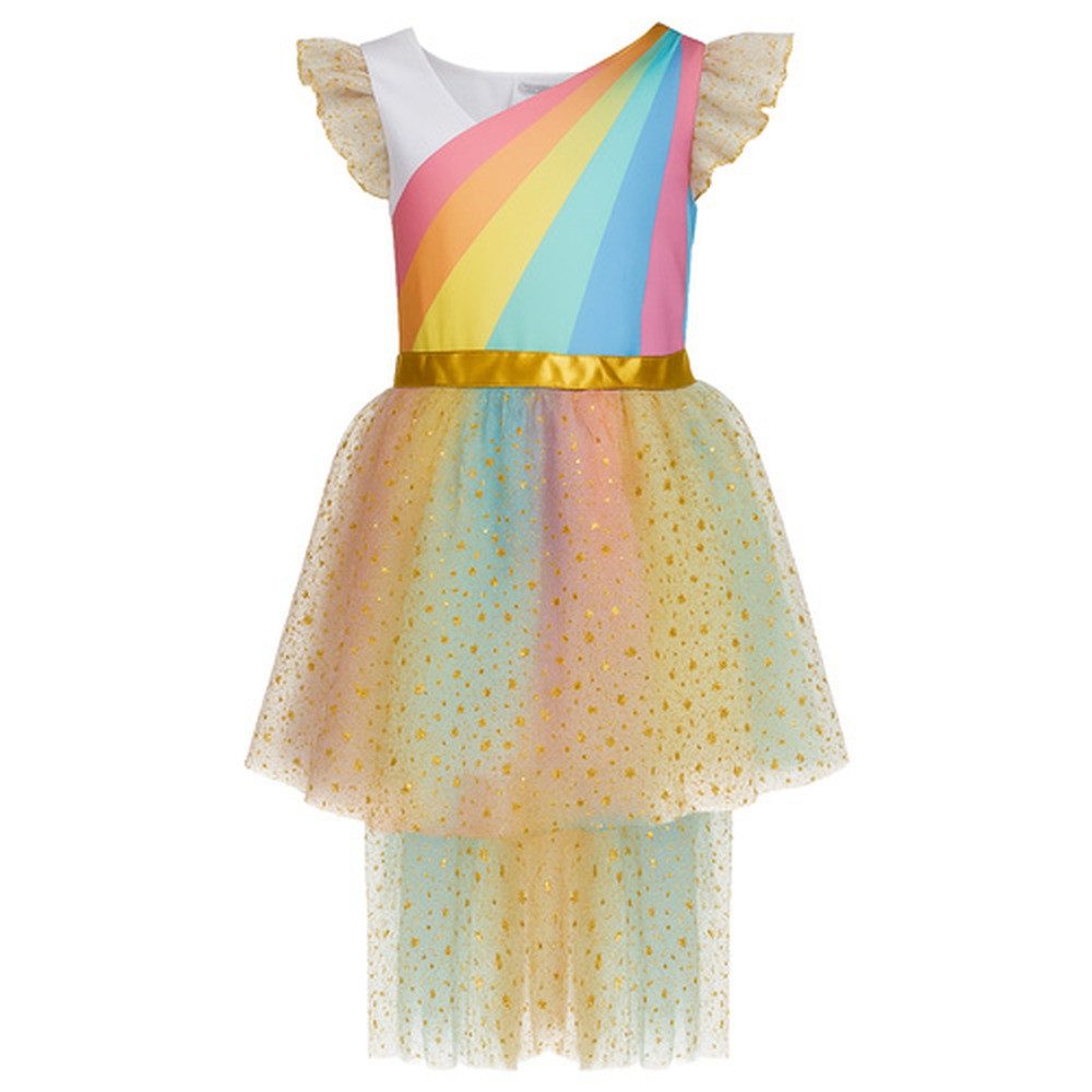 KRUZZEL Costume Children's Costume Unicorn Costume Carnival, Includes dress, golden wings and headband with unicorn horn