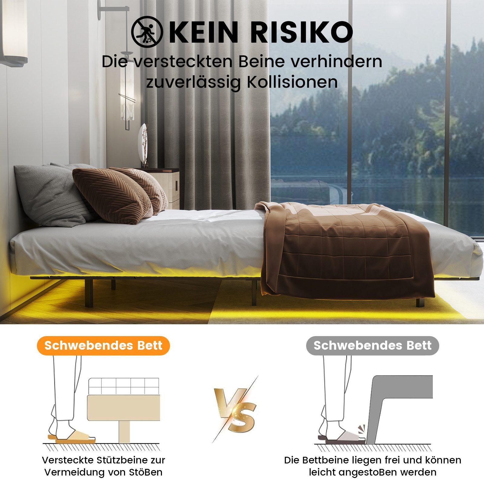 COMHOMA Bettgestell Bettrahmen Metallbett Gästebett aus günstig online kaufen