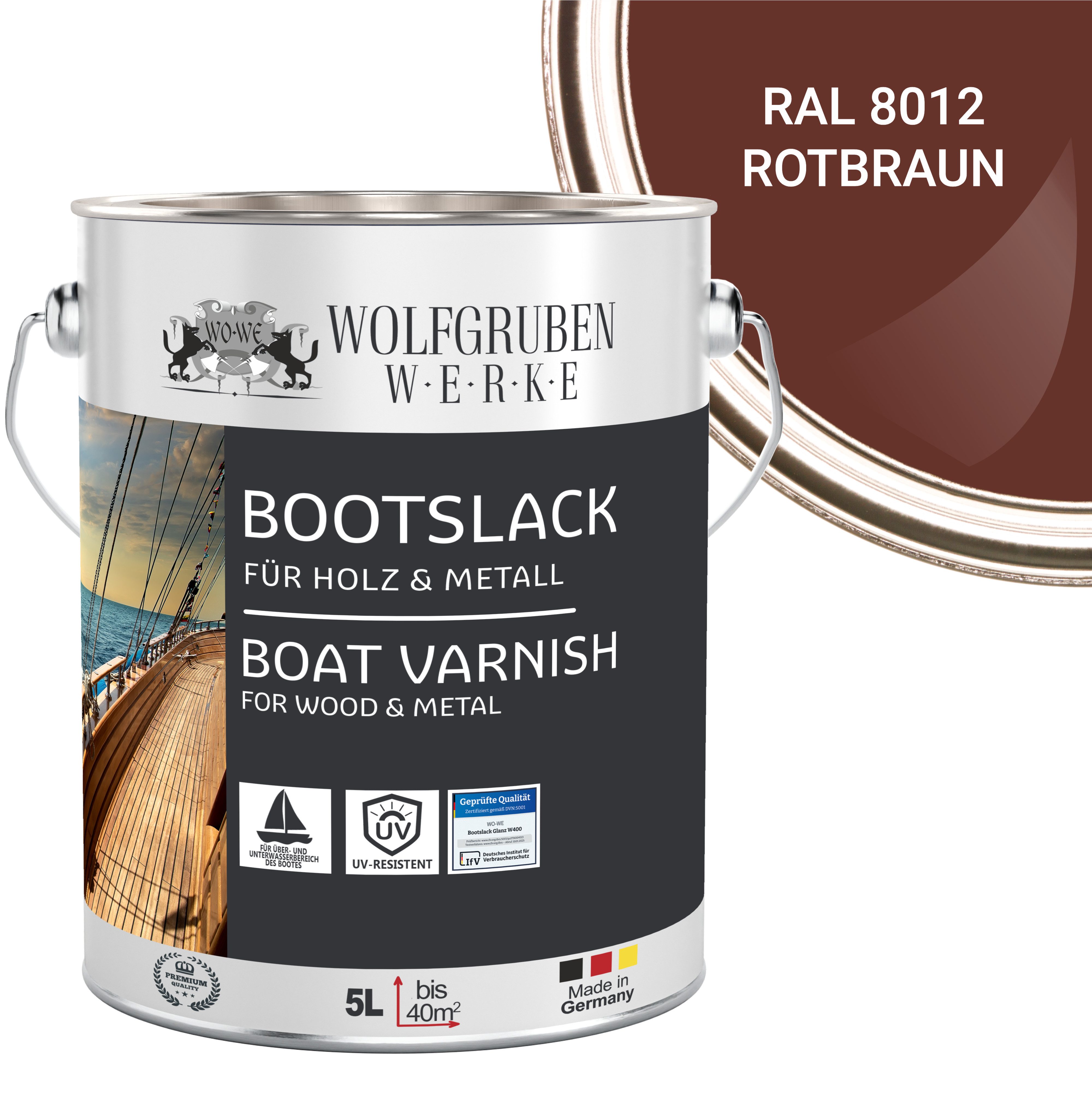WO-WE Lack Bootslack Schiffslack Parkettlack Yachtlack W400, 0,75-5L, Seidenglänzend, Lösemittelbasis