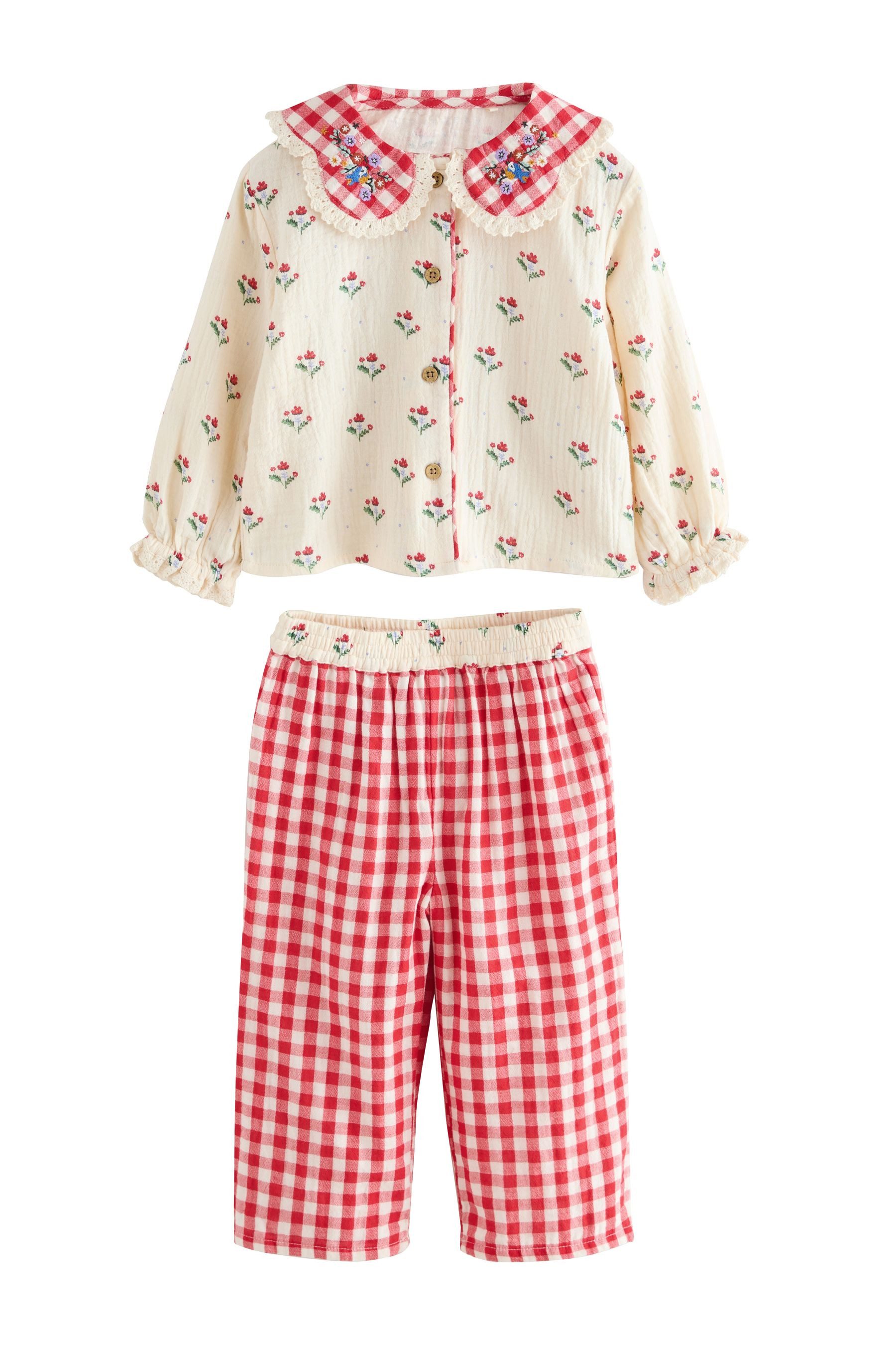 Pyjama Pyjama aus Webstoff mit durchgehender Knopfleiste