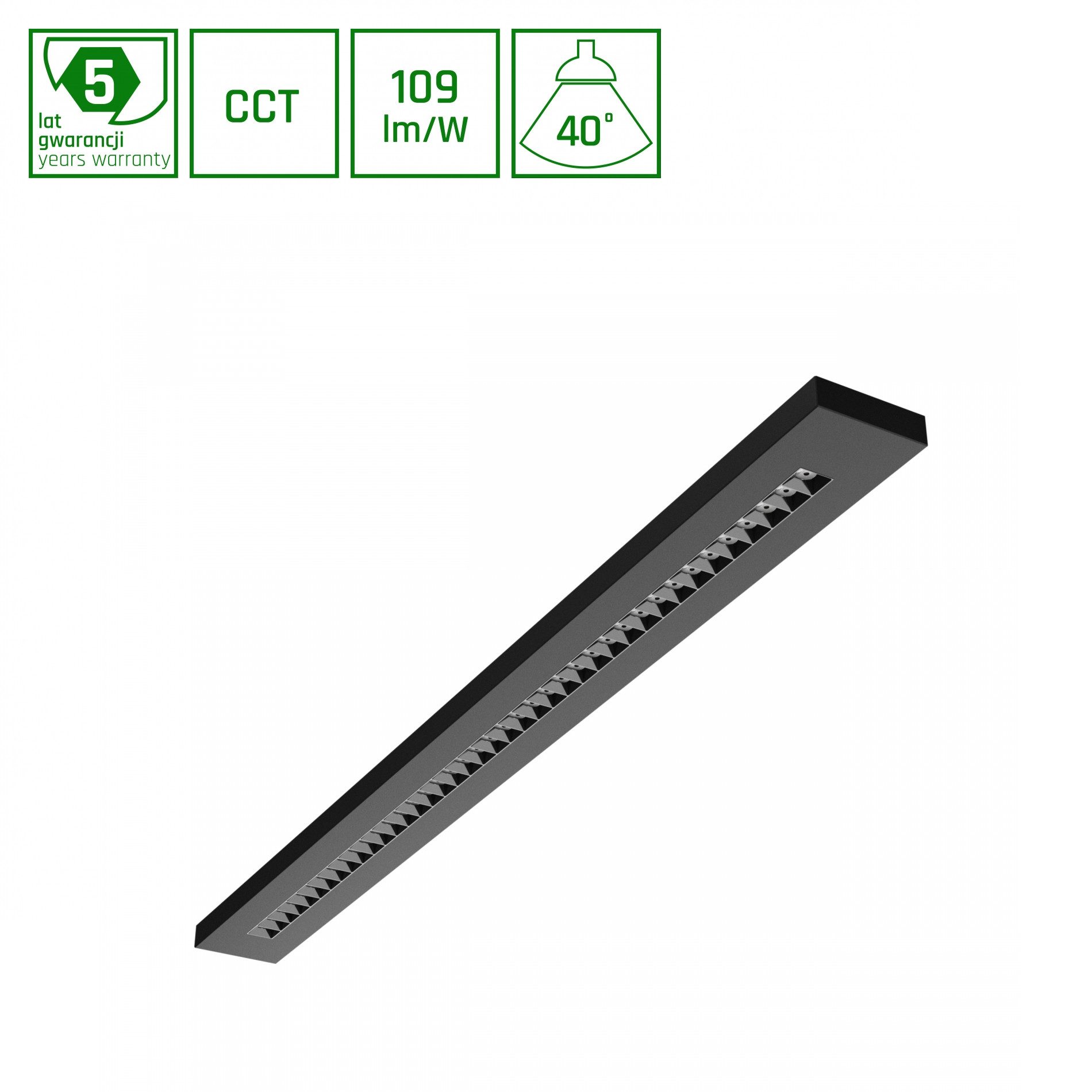 SpectrumLED LED Deckenleuchte WLD PLANK LED Deckenleuchte 120cm 20-40W Pendelleuchte 40° CCT Schwarz, Leuchtmittel fest integriert, CCT, einstellbare Lichtfarbe (CCT)