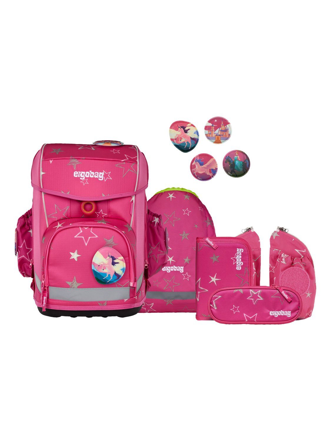 ergobag Schulranzen cubo light Set (5-tlg., 5-teiliges Set), wiegt nur 780g
