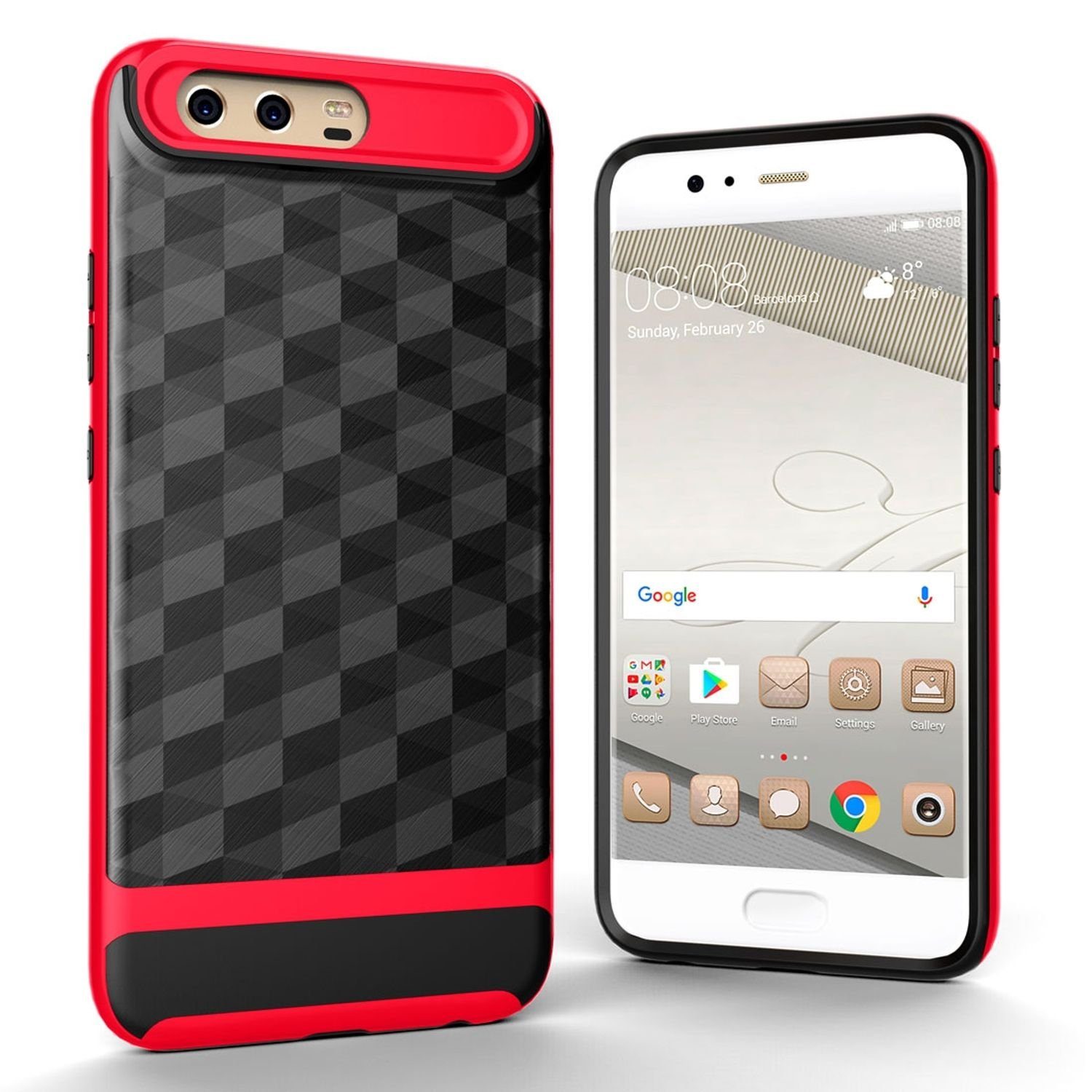 König Design Handyhülle Huawei P10, Huawei P10 Handyhülle Backcover Rot