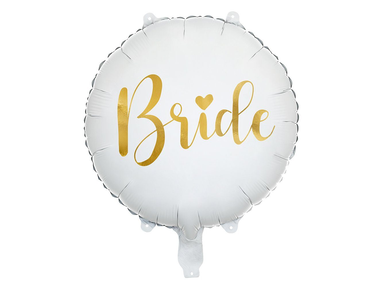partydeco Luftballon, Folienballon Bride 35cm rund weiß gold