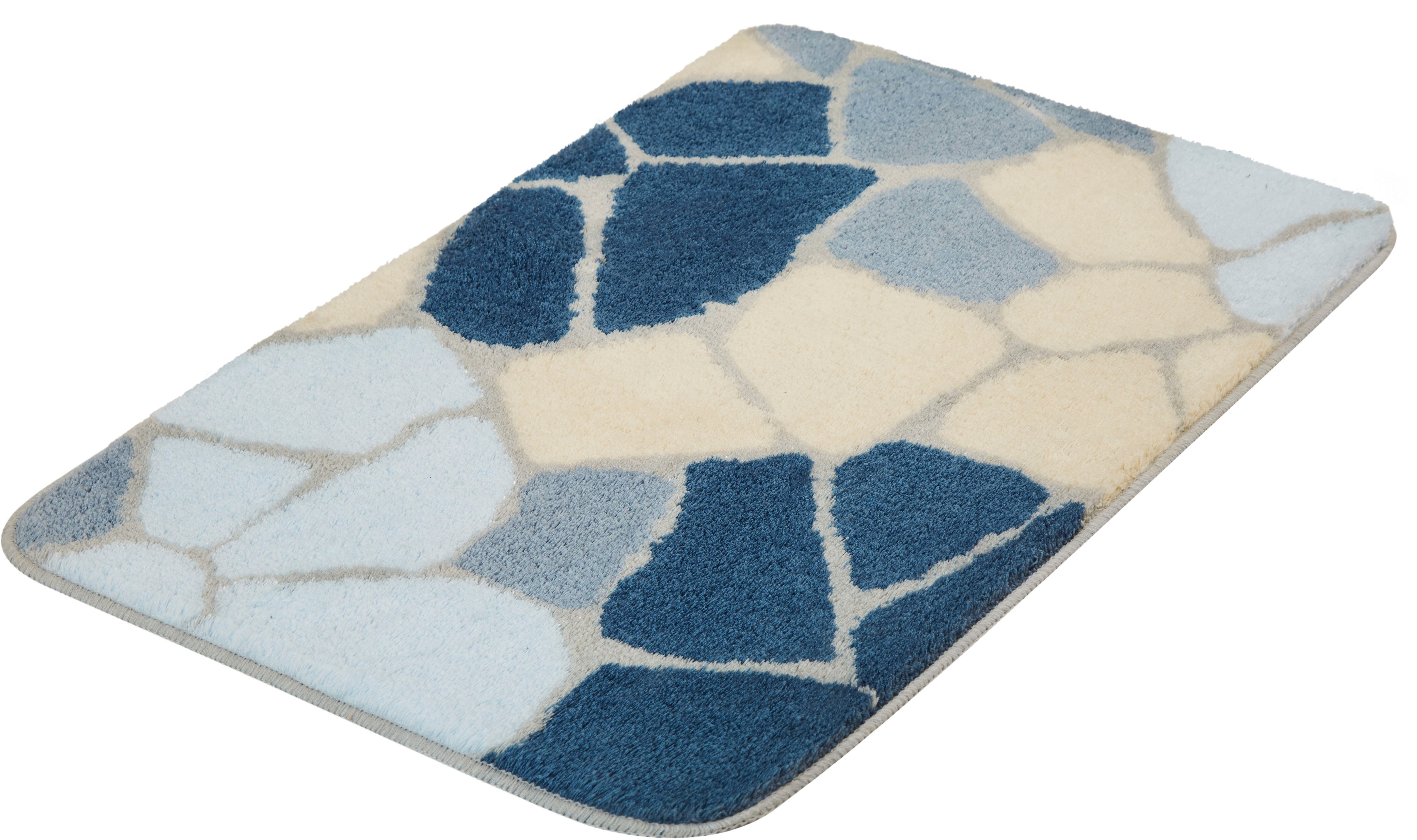 MEUSCH Badematte Sasso, Höhe 15 mm, rutschhemmend beschichtet, fußbodenheizungsgeeignet, Polyacryl, rechteckig, Badteppich, Stein Optik, waschbar