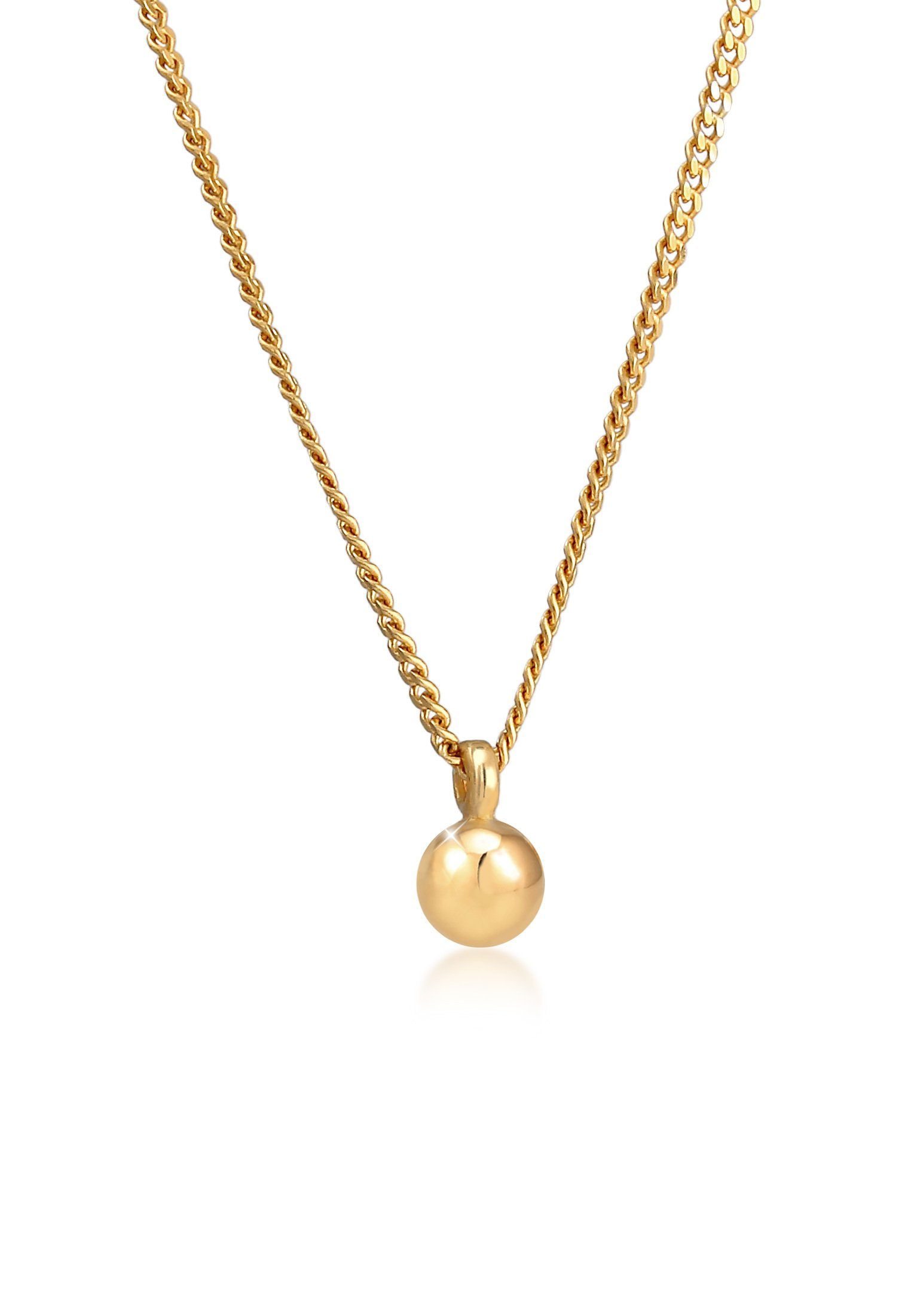 Elli Kette mit Anhänger Kugel Geo Look Panzerkette 925 Silber, Kugel