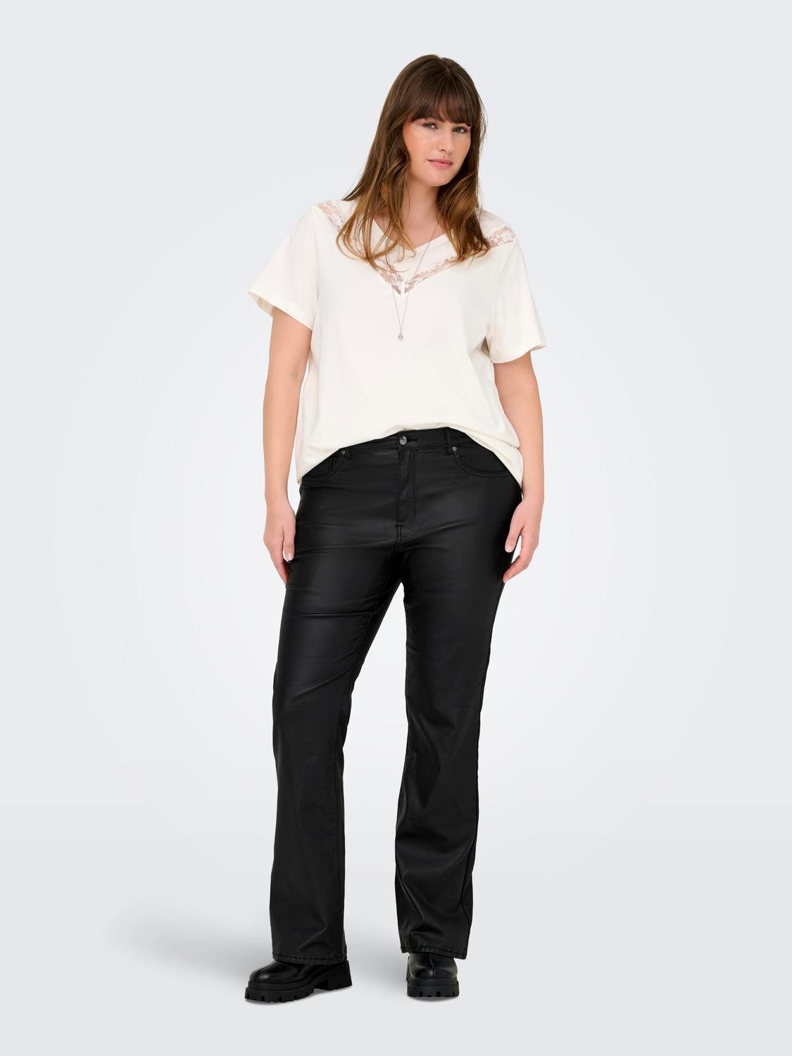 ONLY CARMAKOMA Lederimitathose CARBLUSH MID FLARED günstig online kaufen