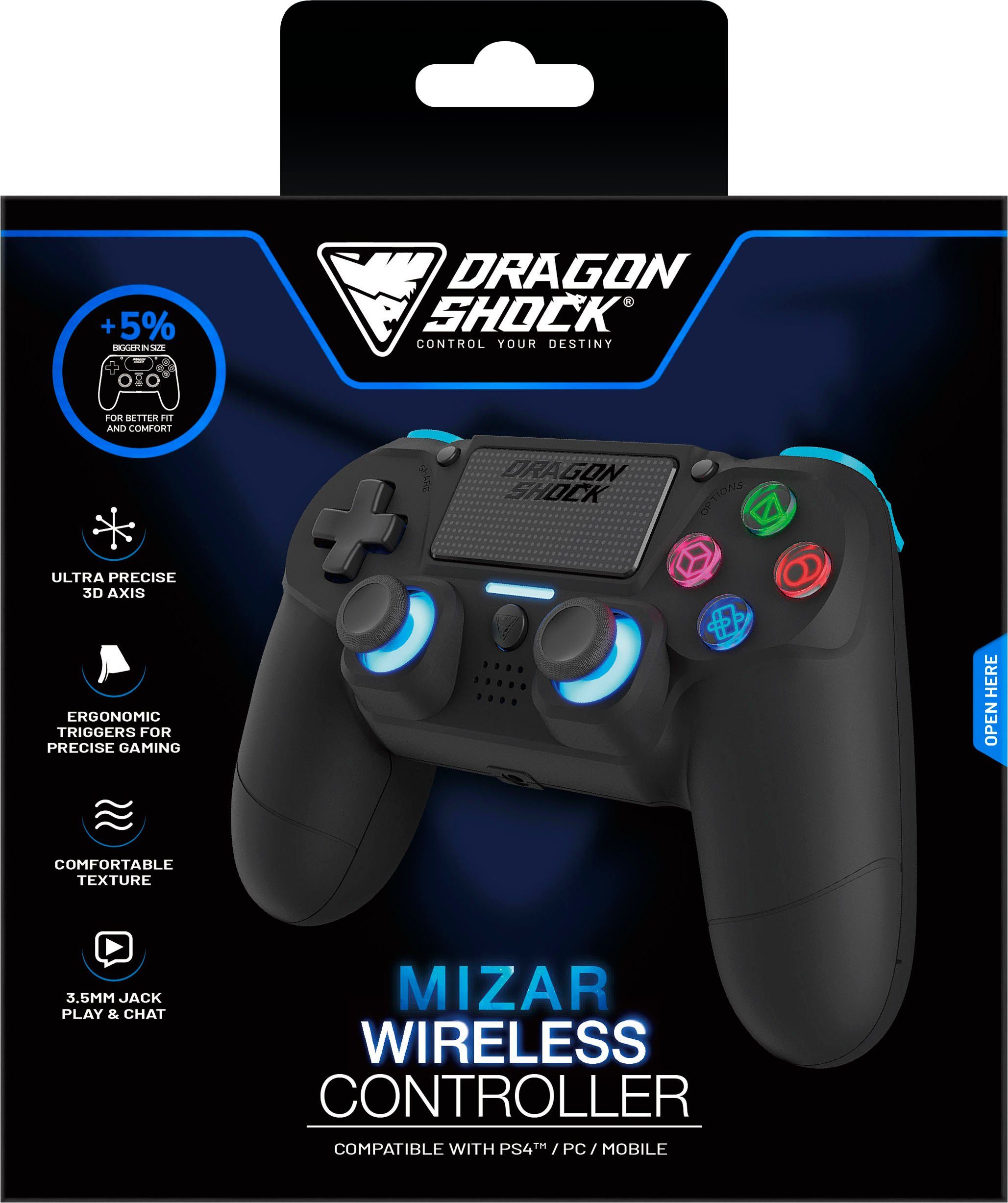 DRAGONSHOCK Mizar Wireless für Controller schwarz PS4