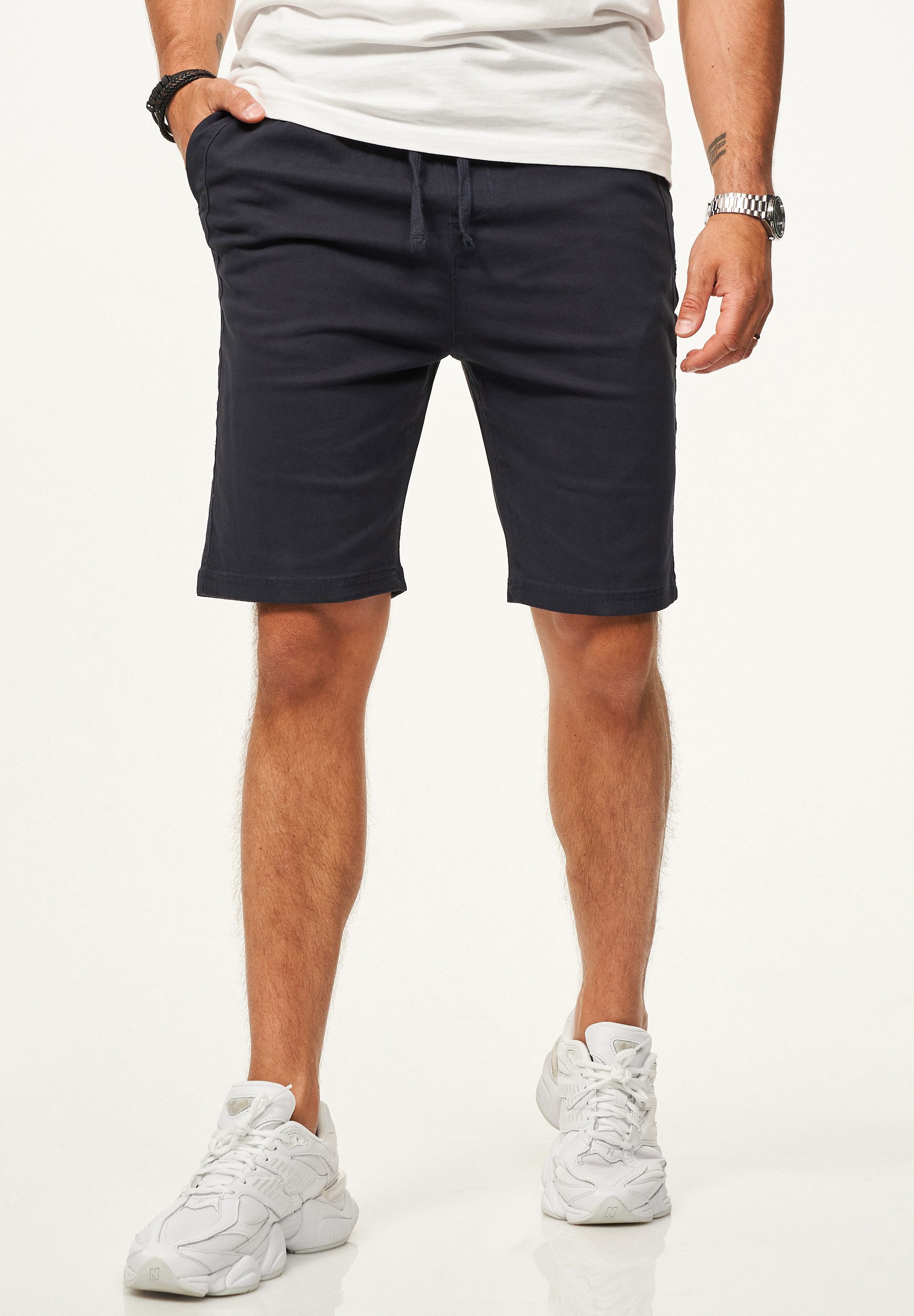SOULSTAR Chinoshorts mit Gummibund & Tunnelzug - Kurze Hose für Herren Regular-Fit Sommershorts mit Elasthan-Anteil Bermuda & Zipper-Tasche