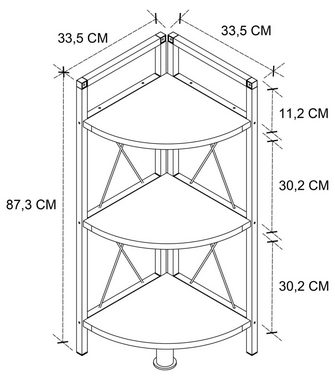 VCM Standregal Holz Metall Eckregal Bücher Regal Insasi 2fach, 1-tlg.