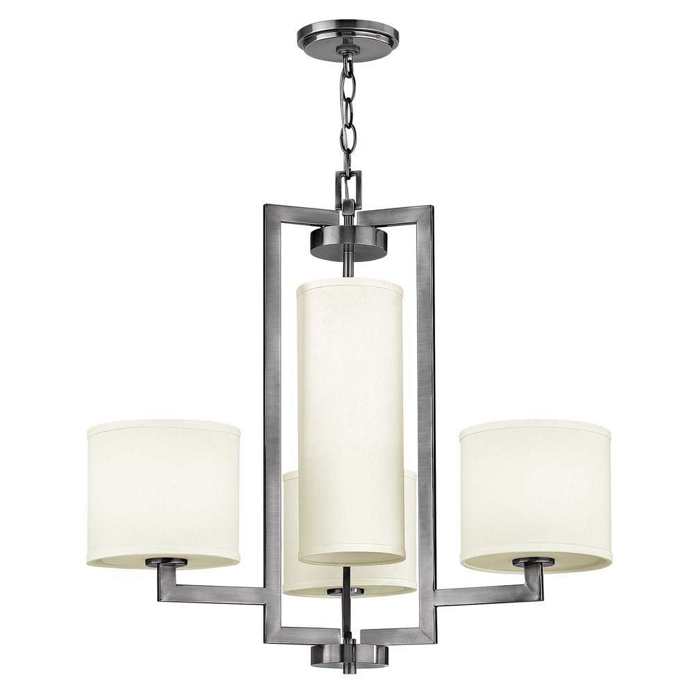 Elstead LIGHTING Kronleuchter, Leuchtmittel nicht inklusive, Kronleuchter Hängelampe Leinen Stahl Nickel D 62,9 cm 4 Flammig