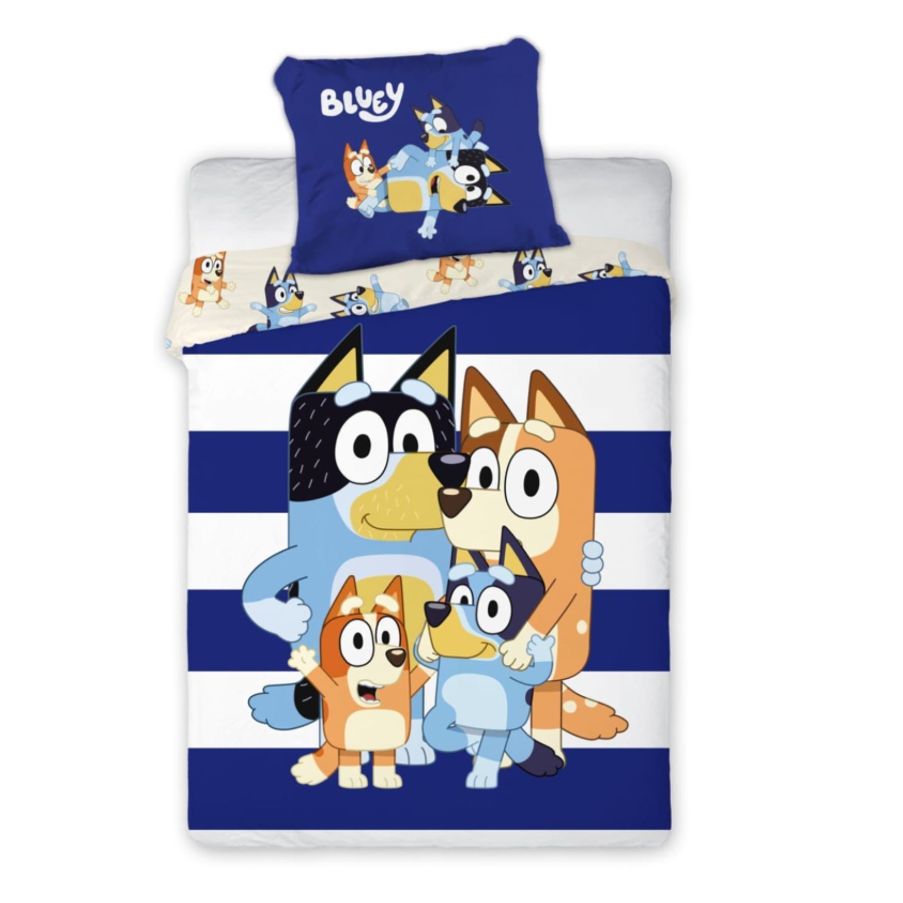 Bluey Bettwäsche - Kinder Baumwolle Bettbezug 135 × 200 cm + 80 × 80 cm Set, Baumwolle, 2 teilig