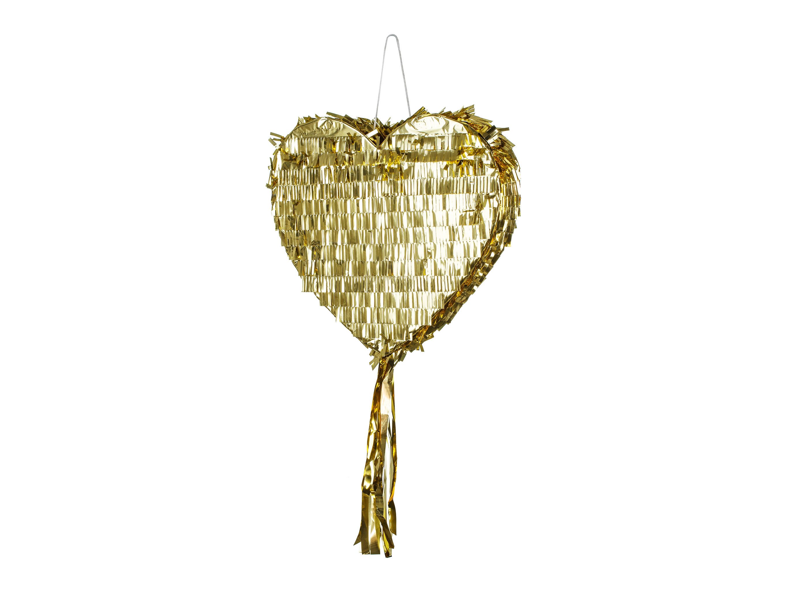partydeco Pinata, Piñata 32x10x36cm Herz zum Befüllen Gold