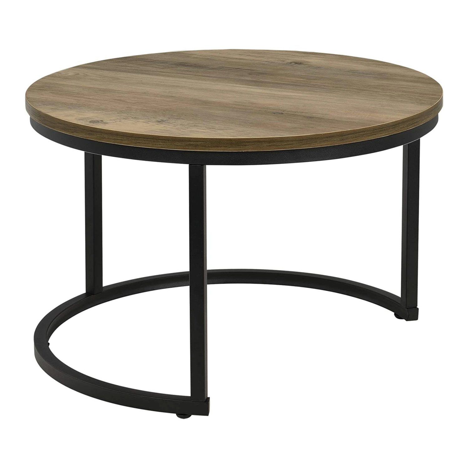 en.casa Couchtisch (Set, 2-St), »Christchurch« rund Metallgestell Marmoroptik, Holzoptik/Schwarz