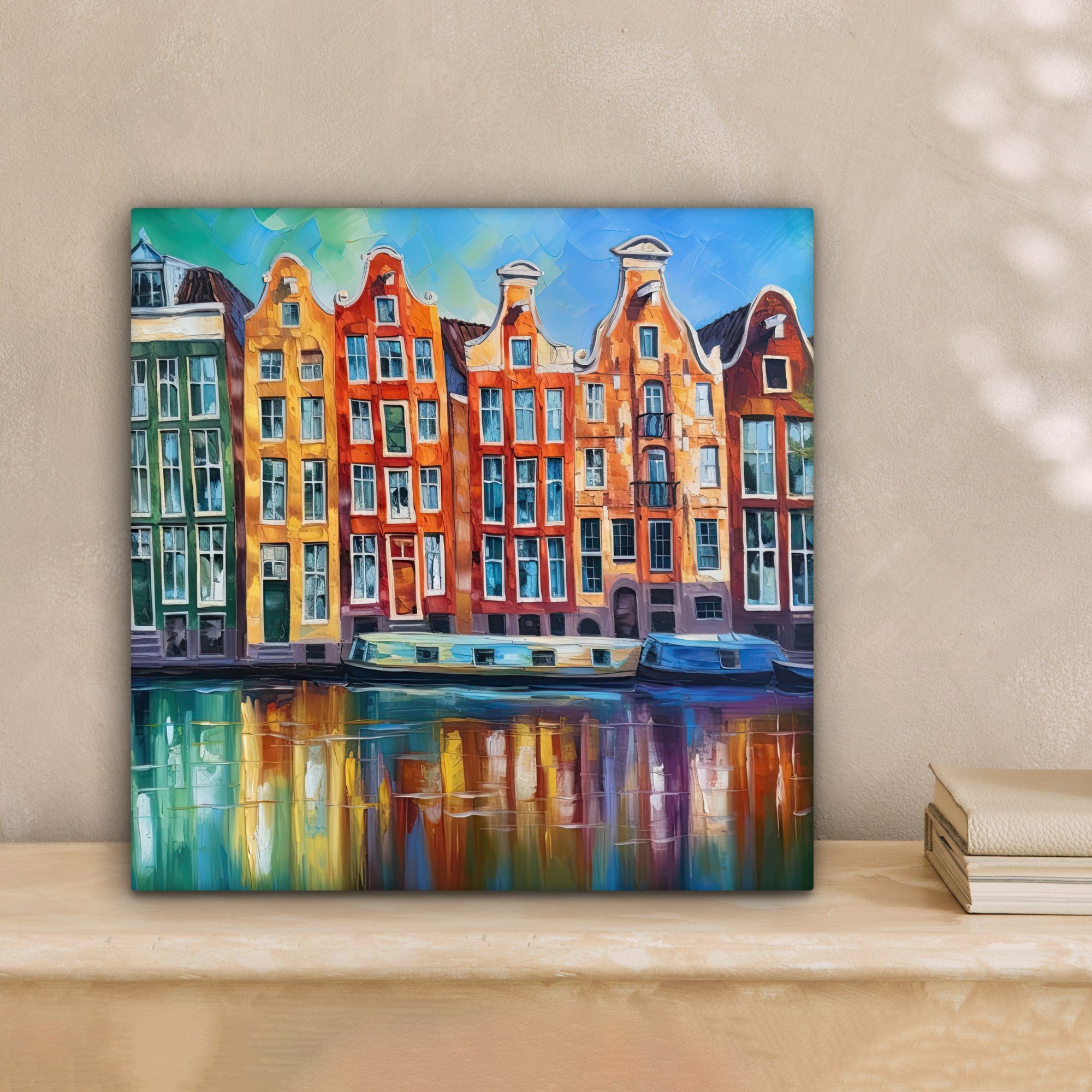 OneMillionCanvasses® Leinwandbild Amsterdam - Ölfarbenoptik - Gracht - Kuns günstig online kaufen