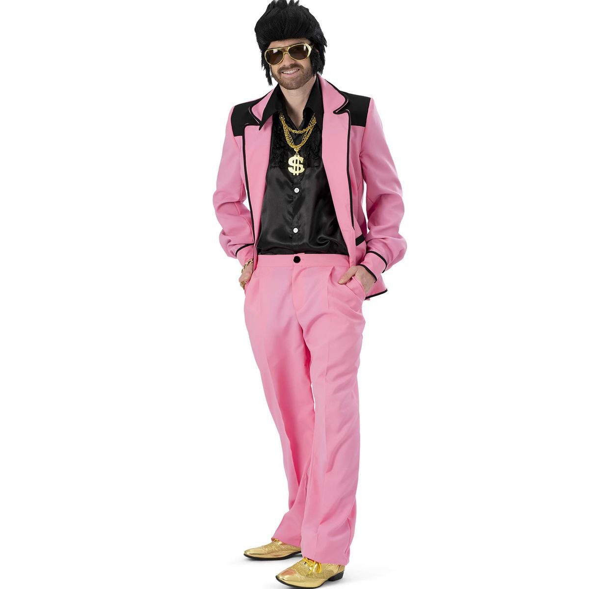 Funny Fashion Kostüm 50er Jahre Rosa Rock 'n' Roll Anzug für Herren