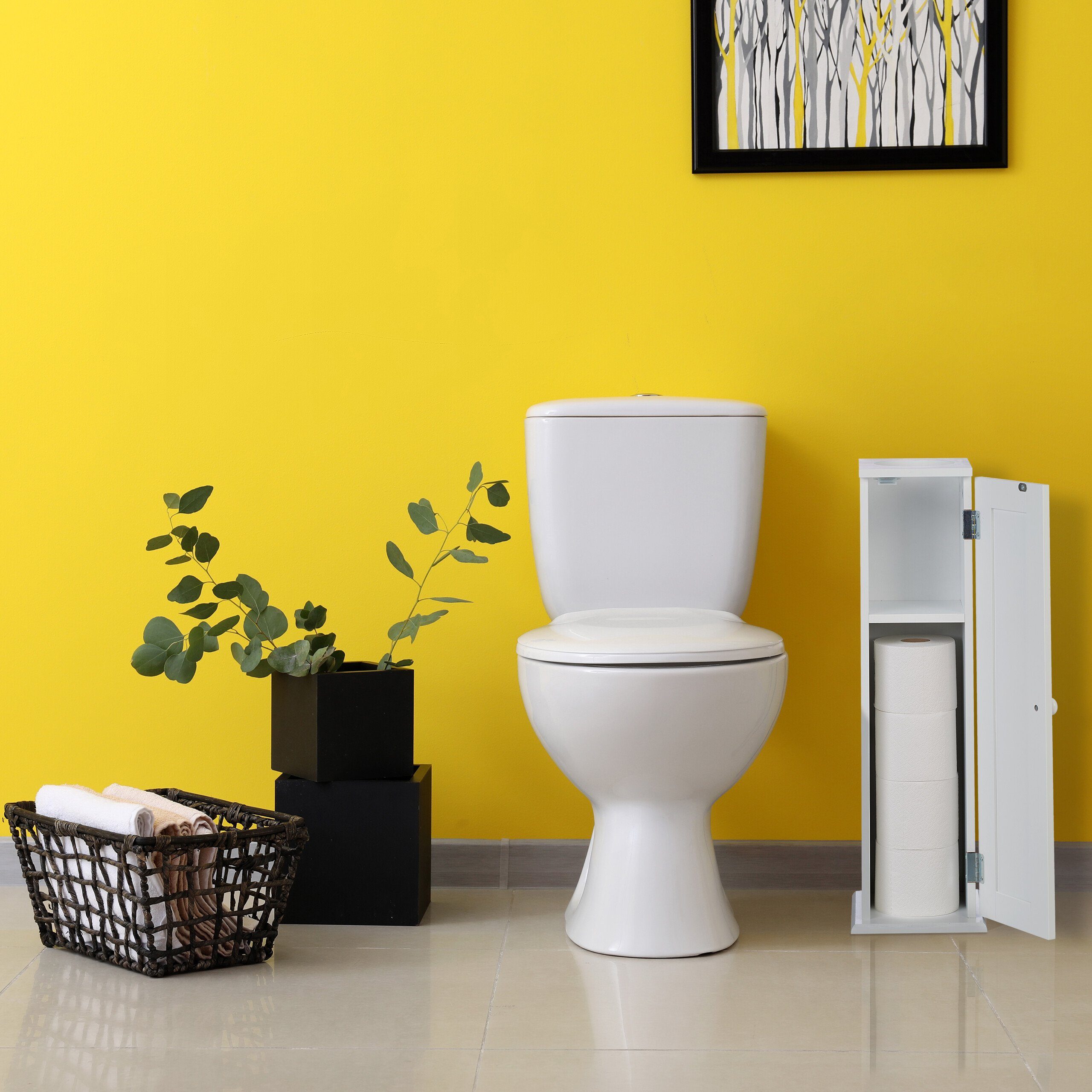 relaxdays Badregal Schmaler Toilettenschrank mit 2 Ablagen, 1-tlg. – Bild 5 von 5