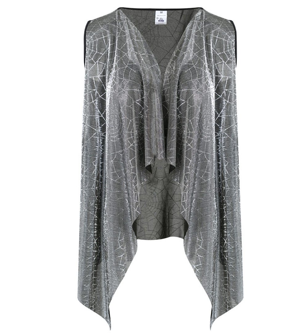 Fries Hexen-Kostüm Spinnennetz Hexen Weste Silber Halloween Karneval Party günstig online kaufen