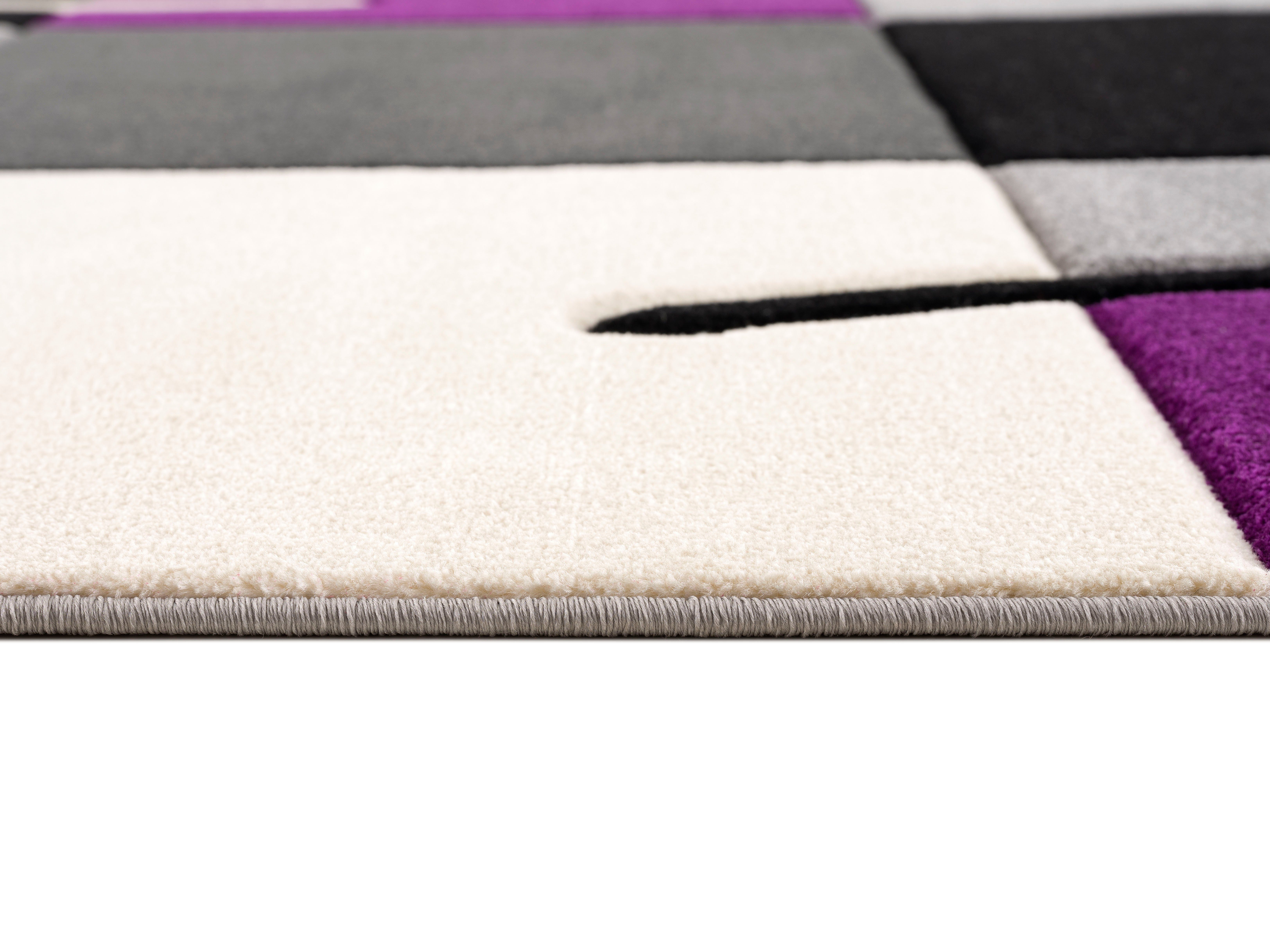 Teppich Kjer, my home, rechteckig, Höhe: im Kurzflor mm, mit handgearbeitetem 18 lila 3D-Design, Konturenschnitt