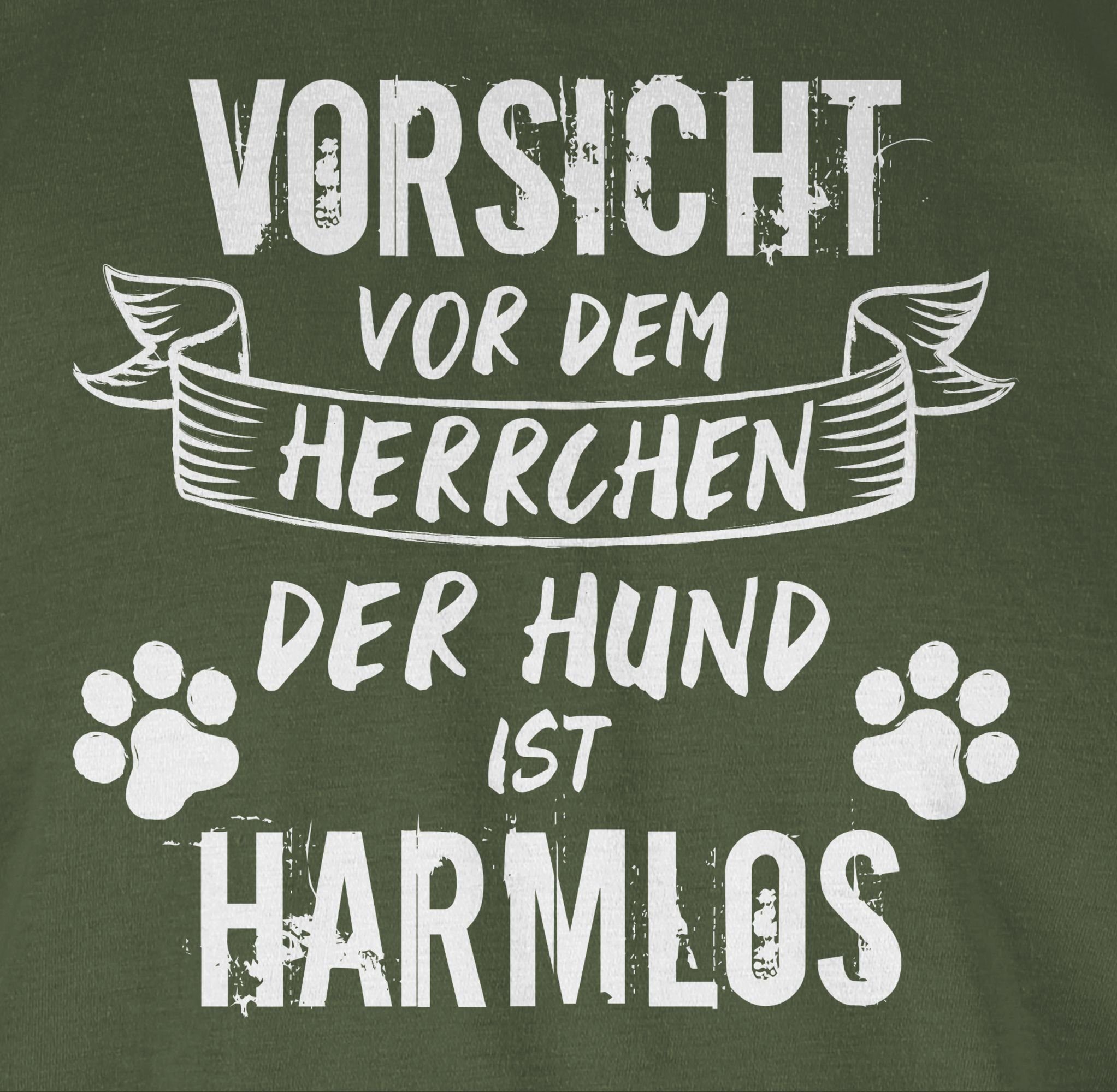 Herrchen Hundebesitzer Army - 03 Geschenk der Shirtracer vor T-Shirt für - Hund Grün Grunge/Vintage ist dem Vorsicht Weiß harmlos