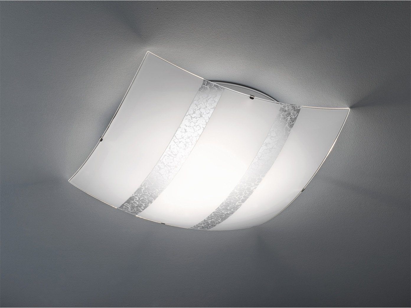 meineWunschleuchte Silber LED mit wechselbar, Deckenleuchte, Dekor Warmweiß, stylische Design, LED Opal-Glas Lampenschirme Ø30cm große