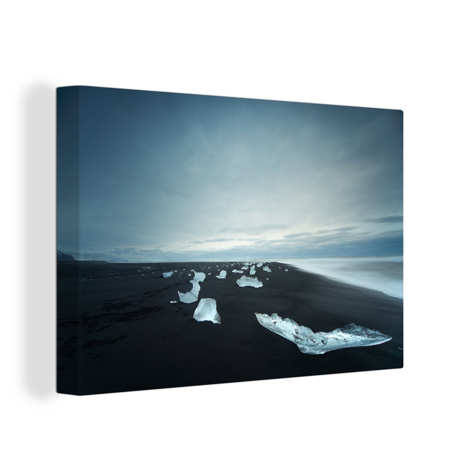 OneMillionCanvasses® Leinwandbild Strand - Himmel - Schwarz, (1 St), Wandbild Leinwandbilder, Aufhängefertig, Wanddeko, 30x20 cm | Leinwandbilder