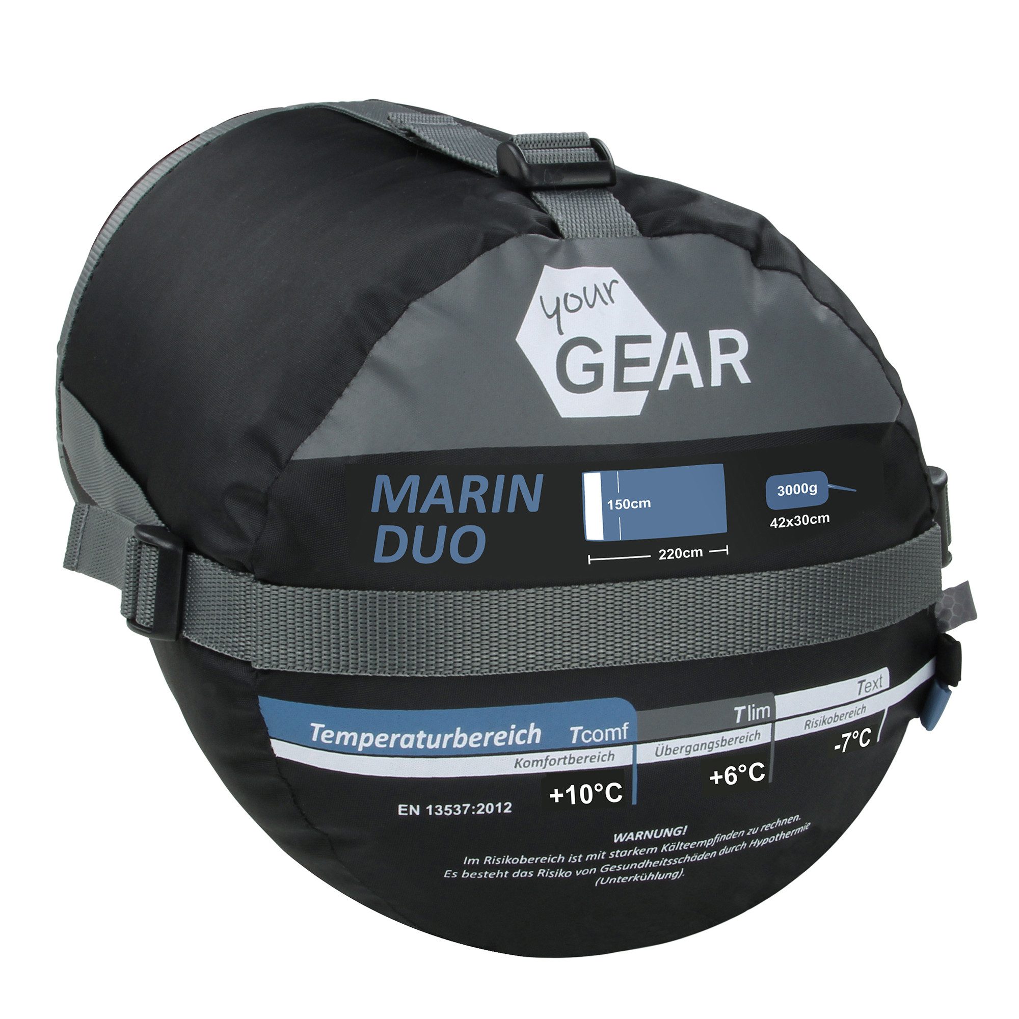 yourGEAR Doppeldeckenschlafsack your GEAR 2 Mann Schlafsack Marin -7°C Deckenschlafsack 220x150