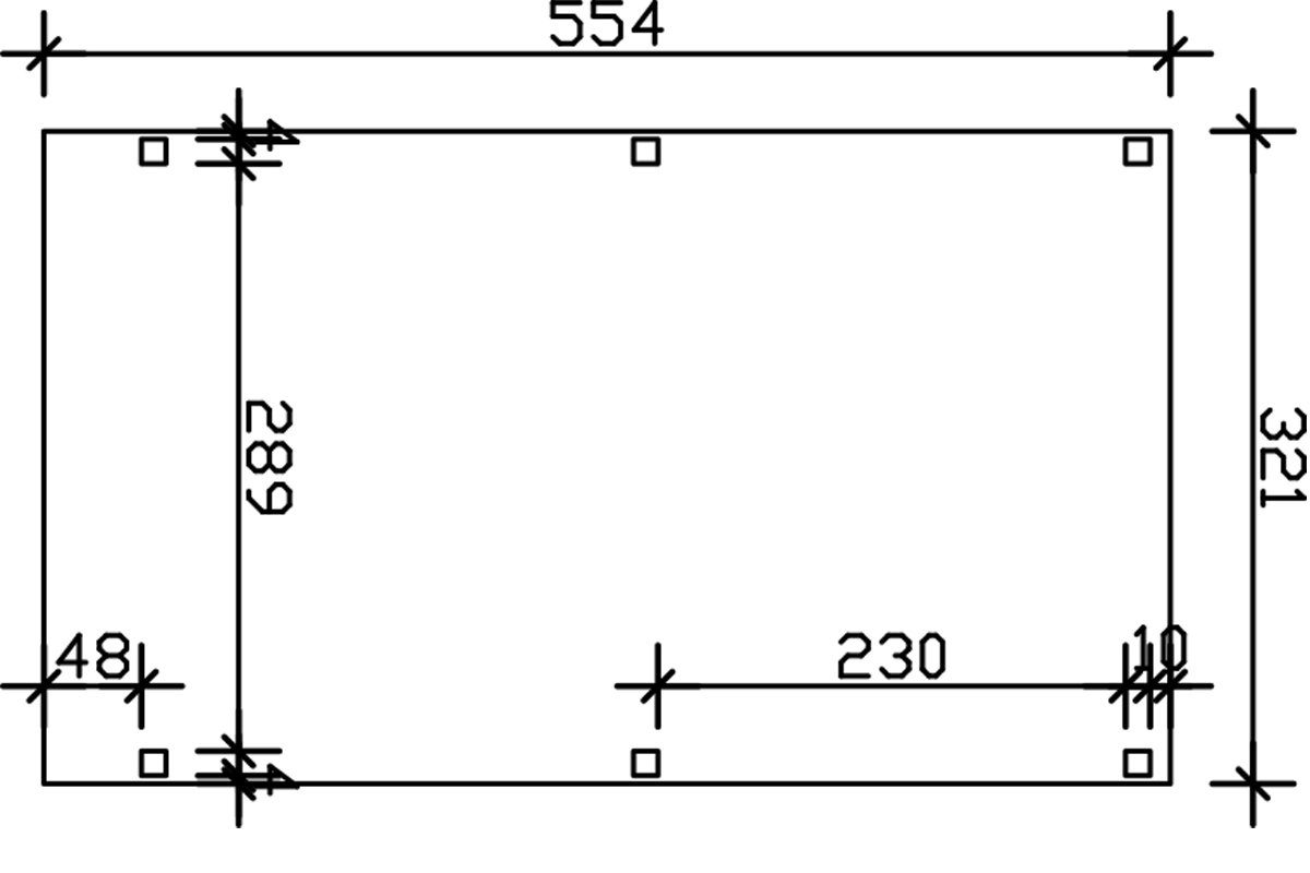 Skanholz Einzelcarport cm, Grunewald, 289 cm Aluminiumdach 321x554 mit Einfahrtshöhe, BxT