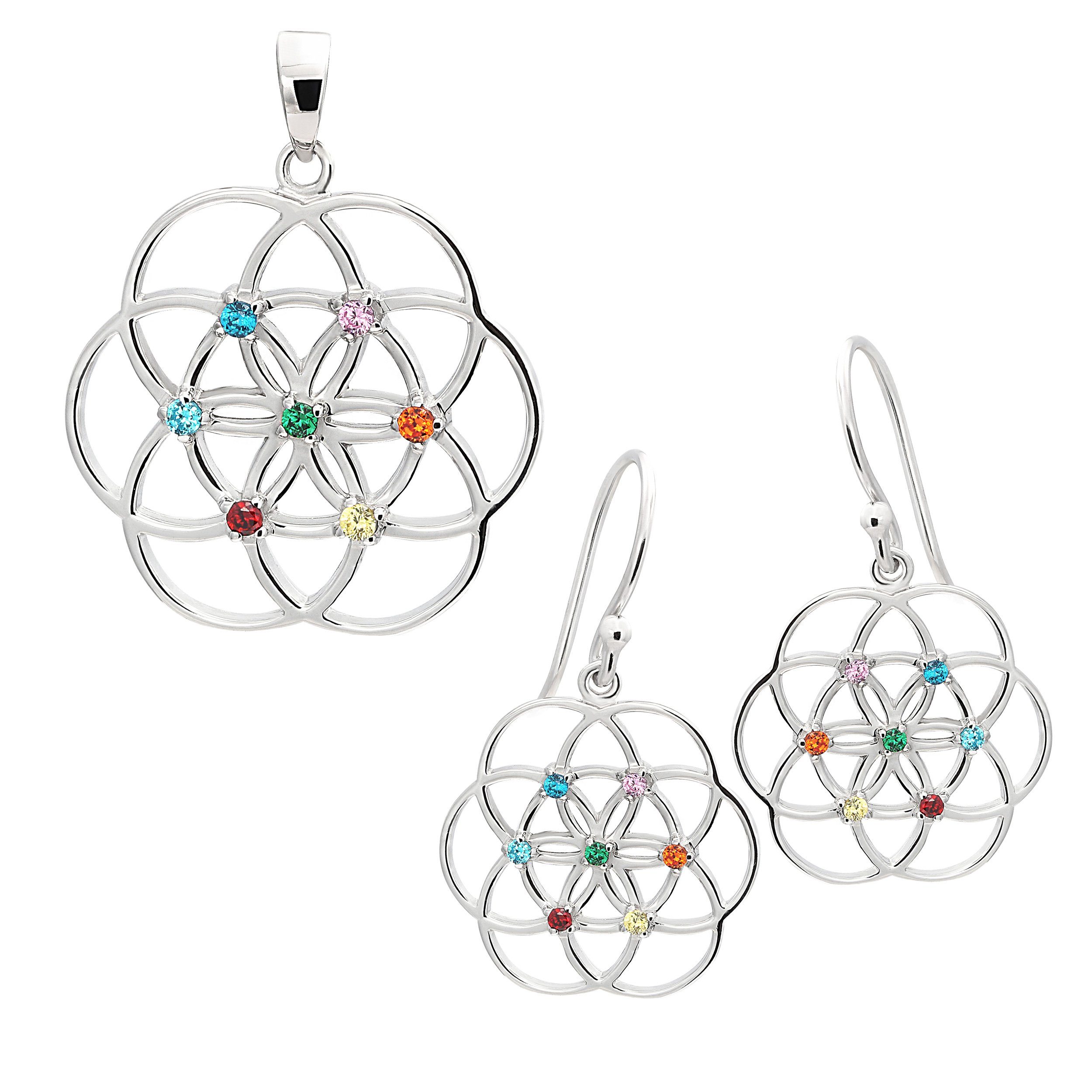 NKlaus Kettenanhänger 22mm Silberschmuck Chakra Lebensblüme Kettenanhänger 925 Silber 925 Sterling Silber, für Damen