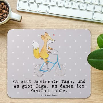 Mr. & Mrs. Panda Mauspad Fuchs Fahrrad fahren Tage - Grau Pastell - Geschenk, Sport, Mousepad, (1-St)