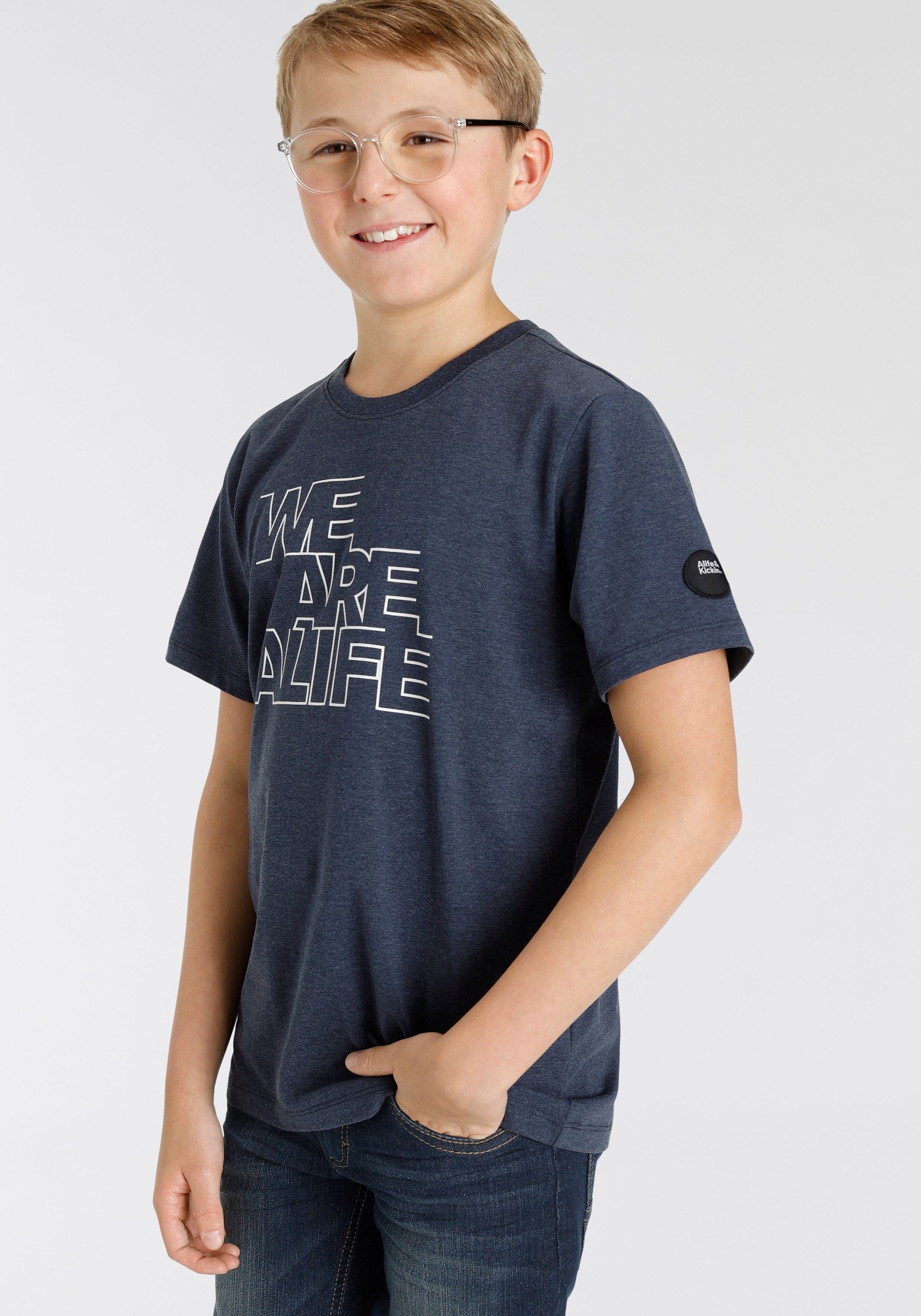 T-Shirt Kids NEUE melierter für Alife Kickin in Alife&Kickin Logo-Print MARKE! Qualität, &