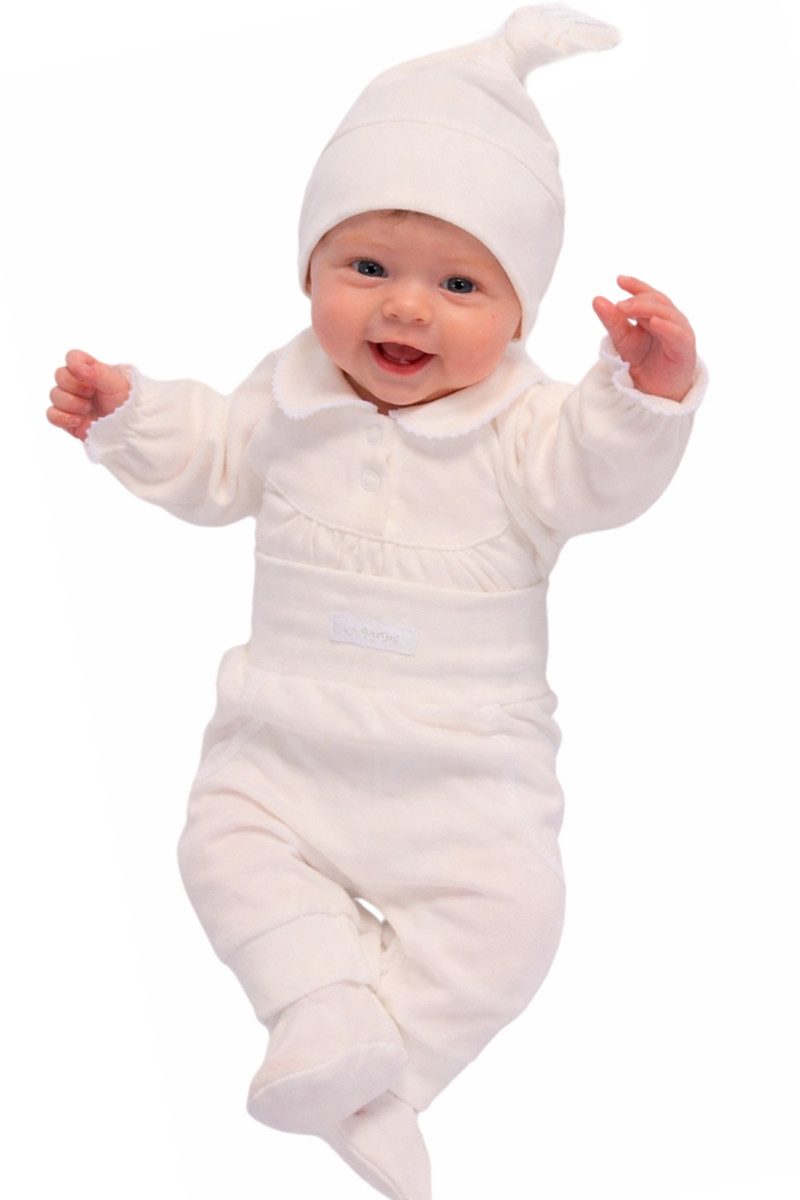 La Bortini Body & Hose Body Hose und Mütze in Creme Baby Anzug 3Tlg aus Baumwolle, 44 50 56 62 68 74 80 86