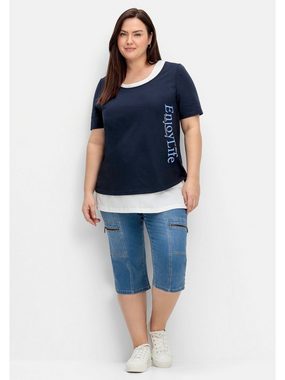 Sheego T-Shirt Große Größen mit Wordingprint und separatem Top